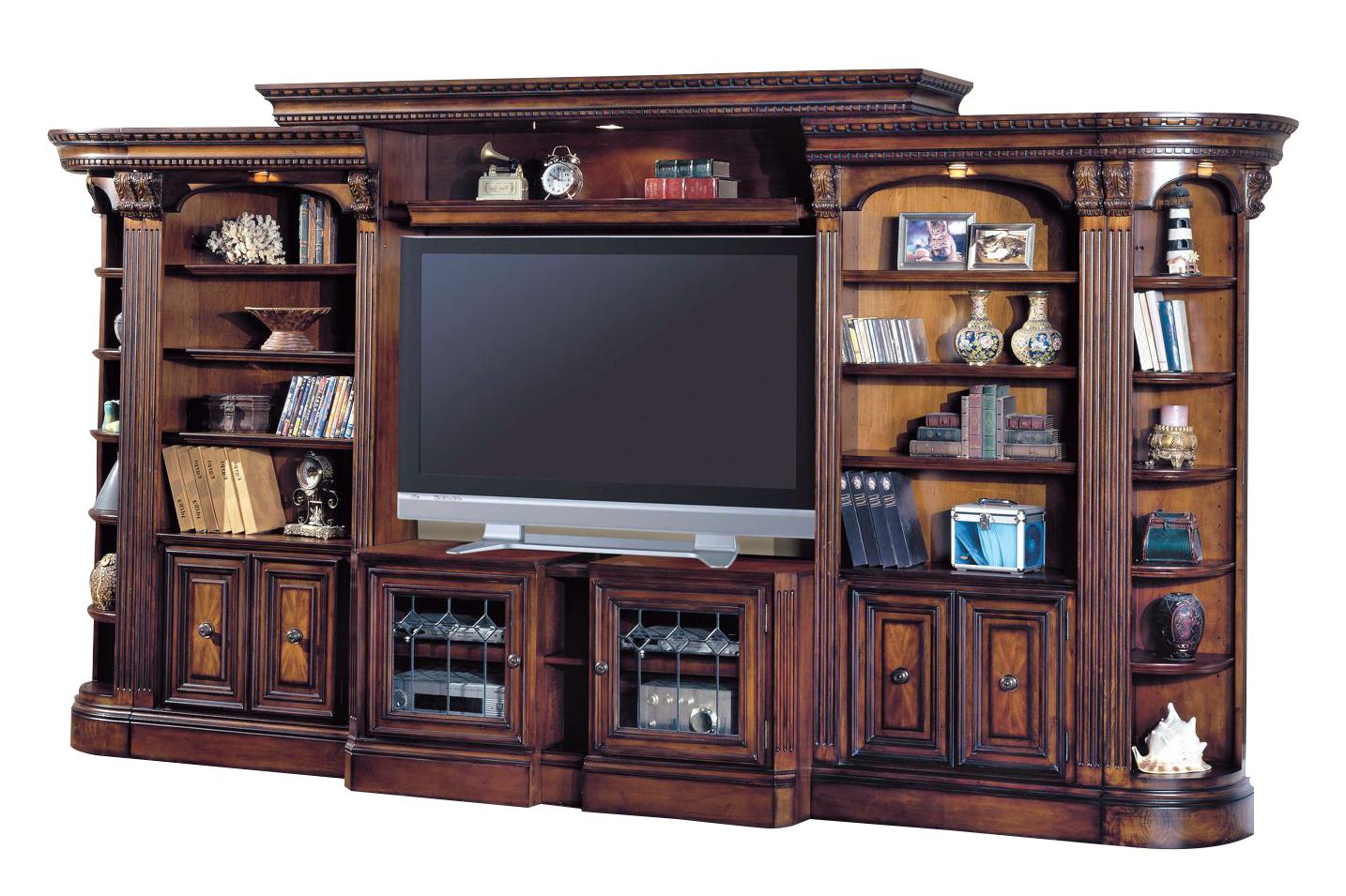 Parker House Huntington Expandable Open Entertainment Wall in Vintage Pecan