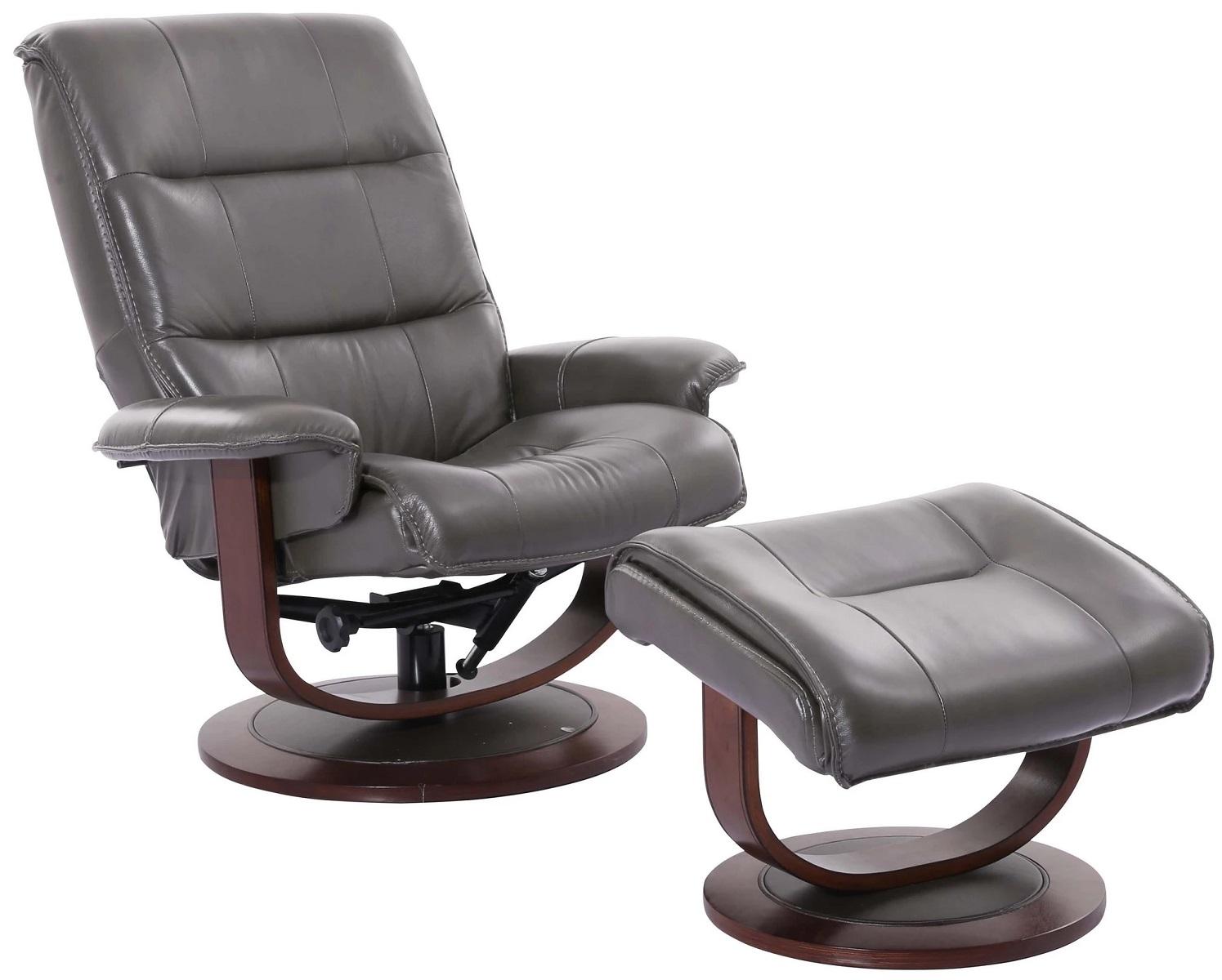 Parker House Knight Manual Reclining Swivel Chair and Ottoman Ice - Ideal Furniture (Fresno,CA)