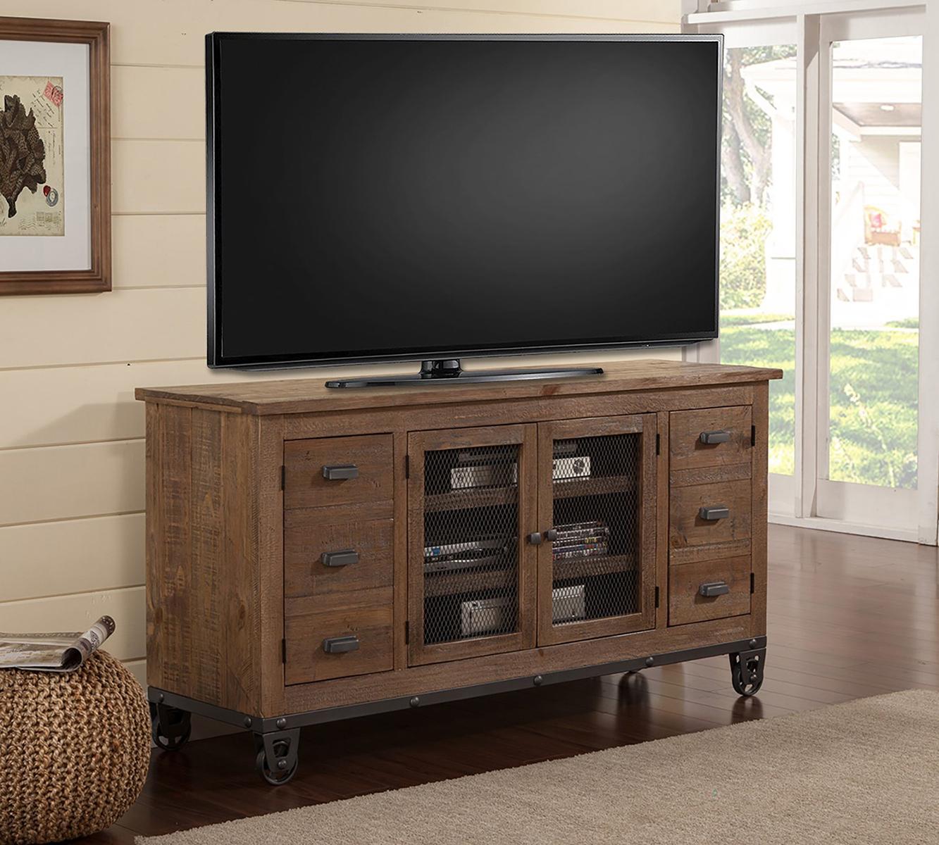 Parker House Lapaz 63 in. TV Console in Rustic Worn Pine - Ideal Furniture (Fresno,CA)