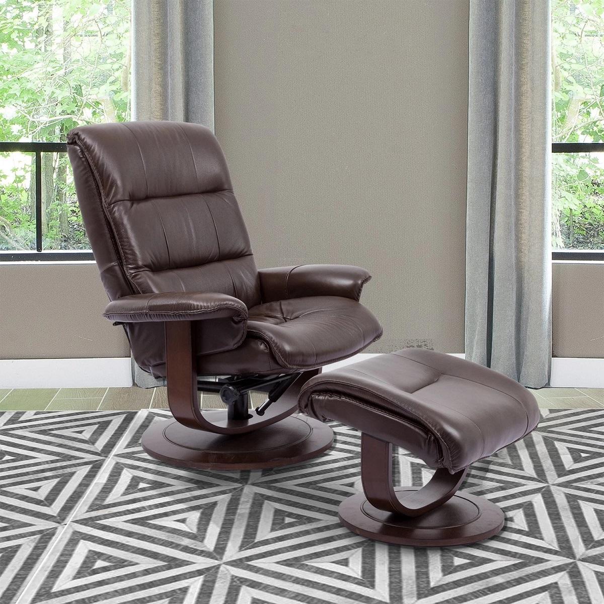 Parker House Knight Manual Reclining Swivel Chair and Ottoman Robust - Ideal Furniture (Fresno,CA)