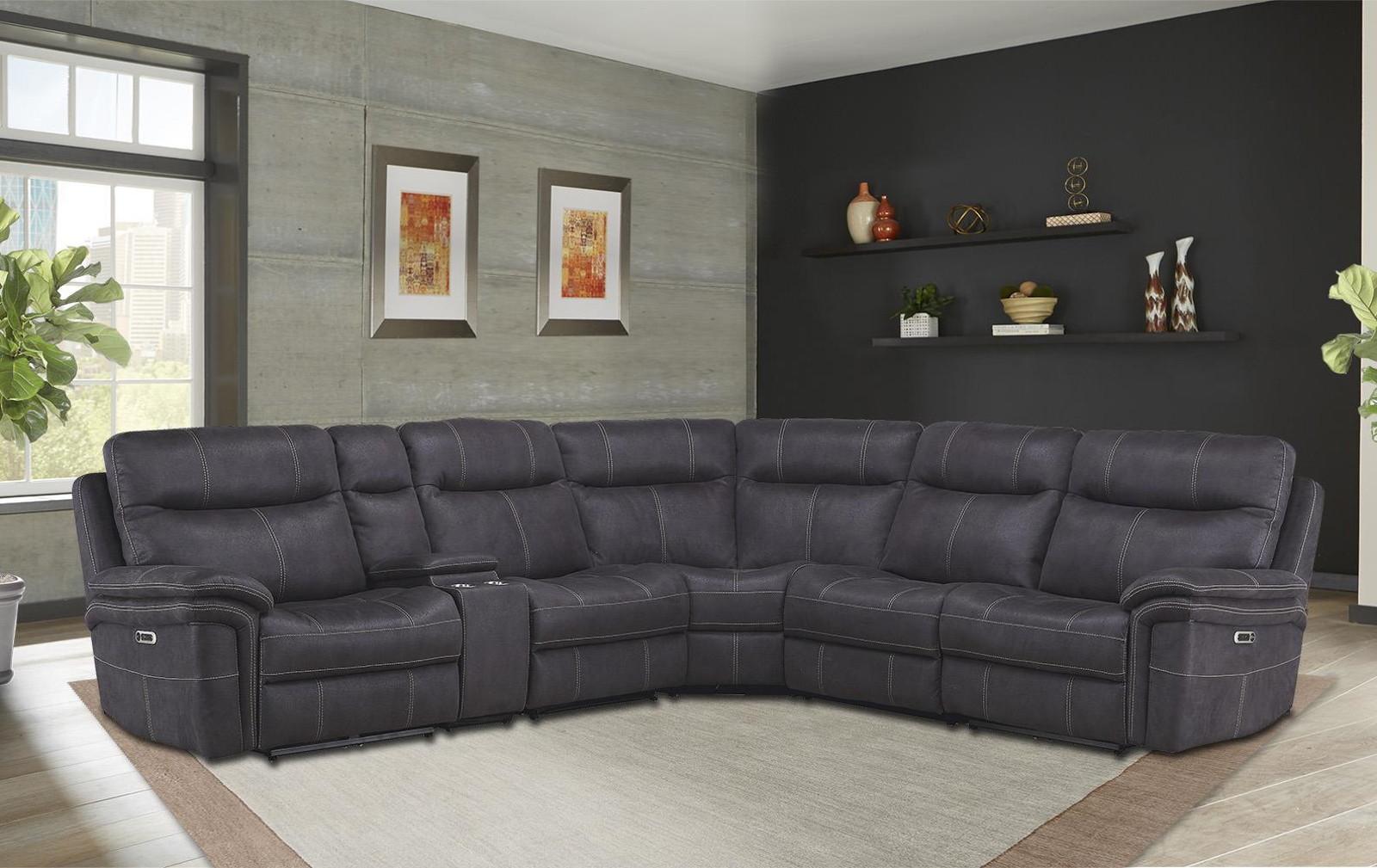 Parker House Mason LAF Chair Recliner Power with USB and Power Headrest in Charcoal - Ideal Furniture (Fresno,CA)