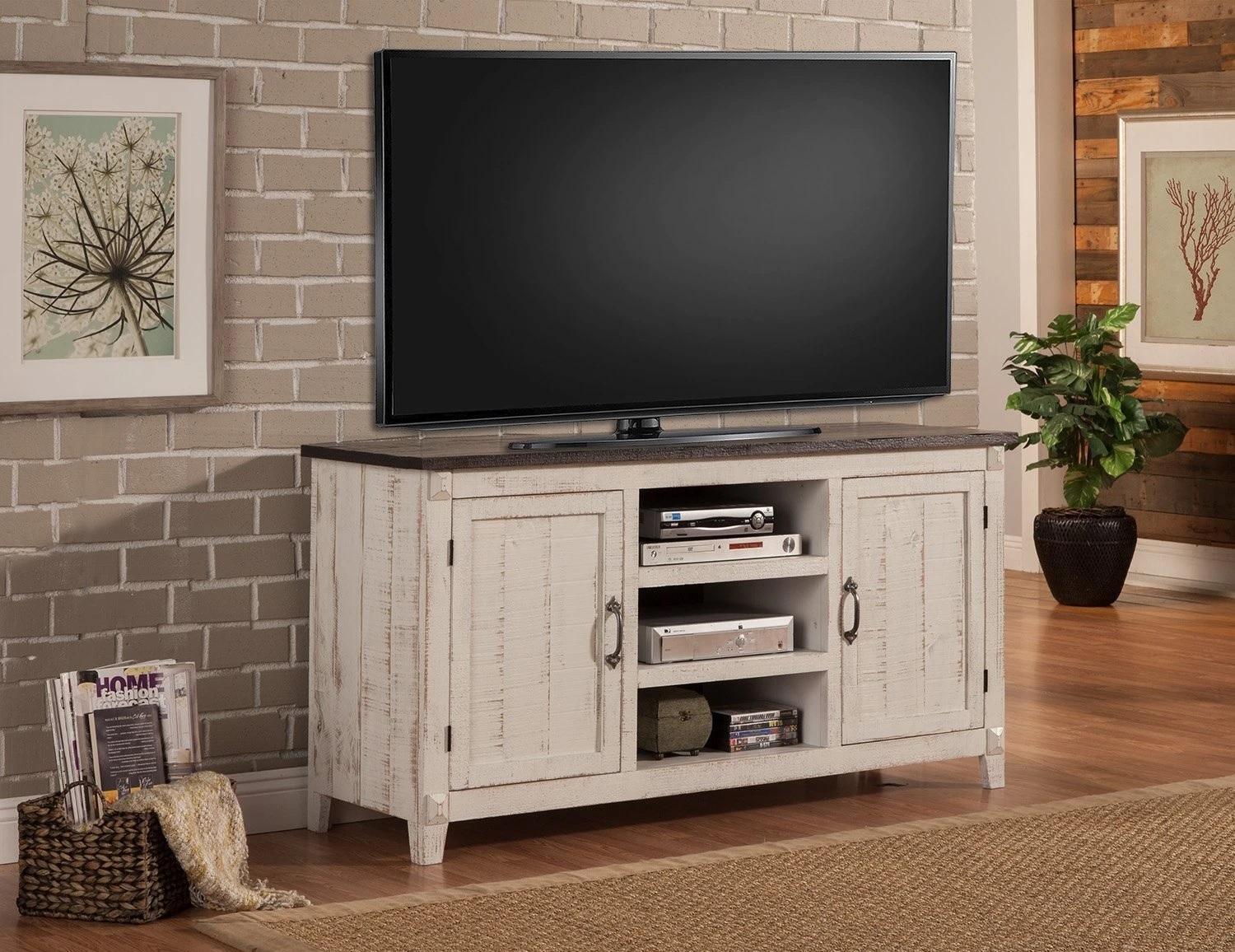 Parker House Mesa 63" TV Console in Antique White - Ideal Furniture (Fresno,CA)