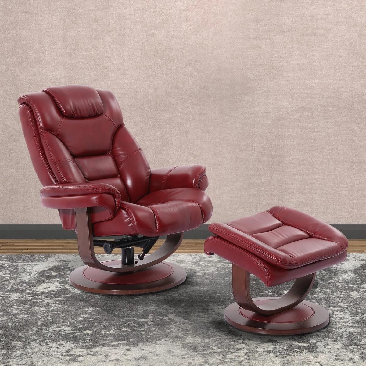 Parker House Monarch Manual Reclining Swivel Chair and Ottoman in Rouge - Ideal Furniture (Fresno,CA)