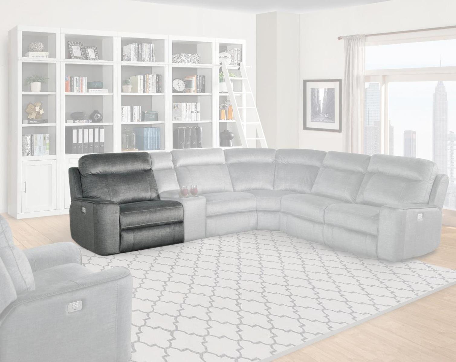 Parker House Parthenon LAF Chair Recliner Power with USB and Power Headrest in Titanium - Ideal Furniture (Fresno,CA)