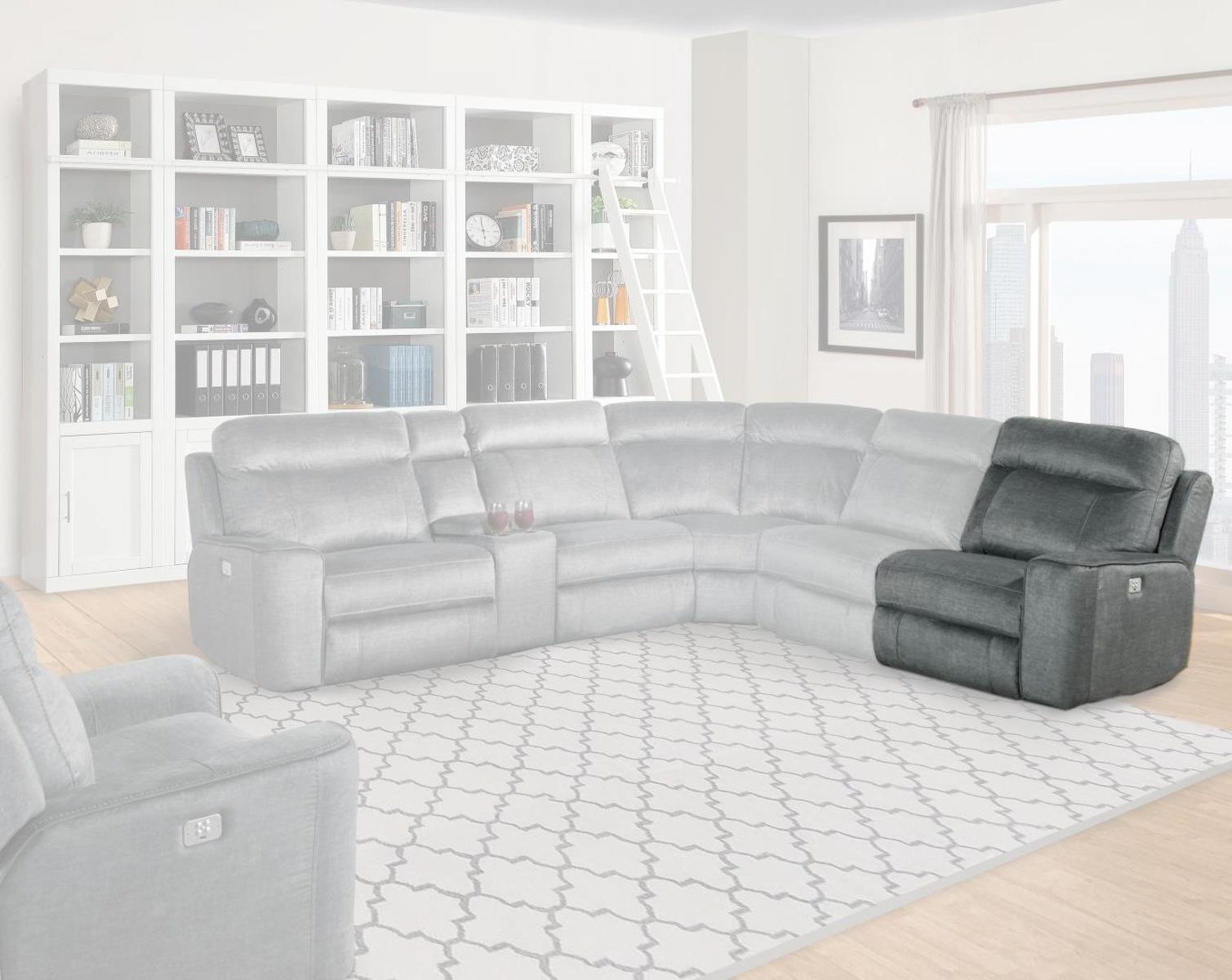 Parker House Parthenon RAF Chair Recliner Power with USB and Power Headrest in Titanium - Ideal Furniture (Fresno,CA)