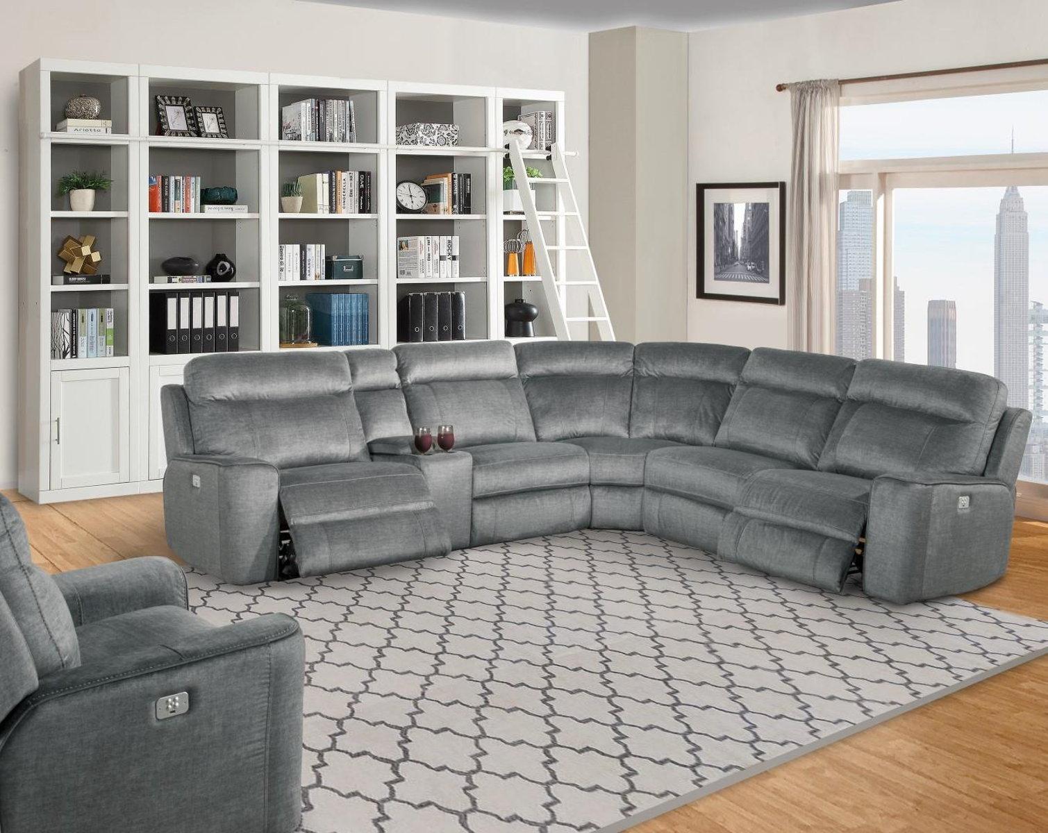 Parker House Parthenon Straight Console with USB in Titanium - Ideal Furniture (Fresno,CA)