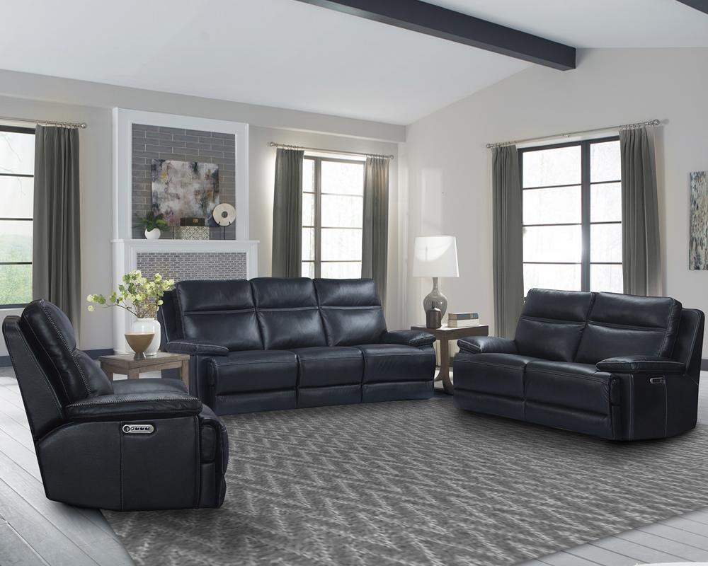 Parker House Paxton Power Loveseat in Navy - Ideal Furniture (Fresno,CA)