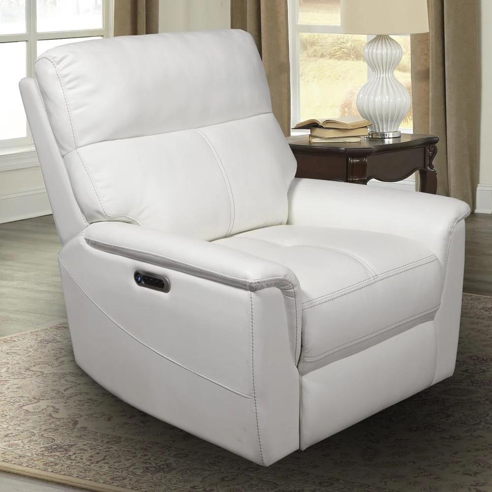 Parker House Reed Power Recliner in Pure White - Ideal Furniture (Fresno,CA)