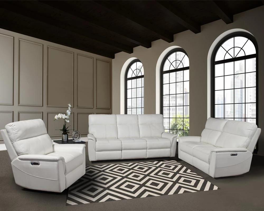 Parker House Reed Power Recliner in Pure White - Ideal Furniture (Fresno,CA)