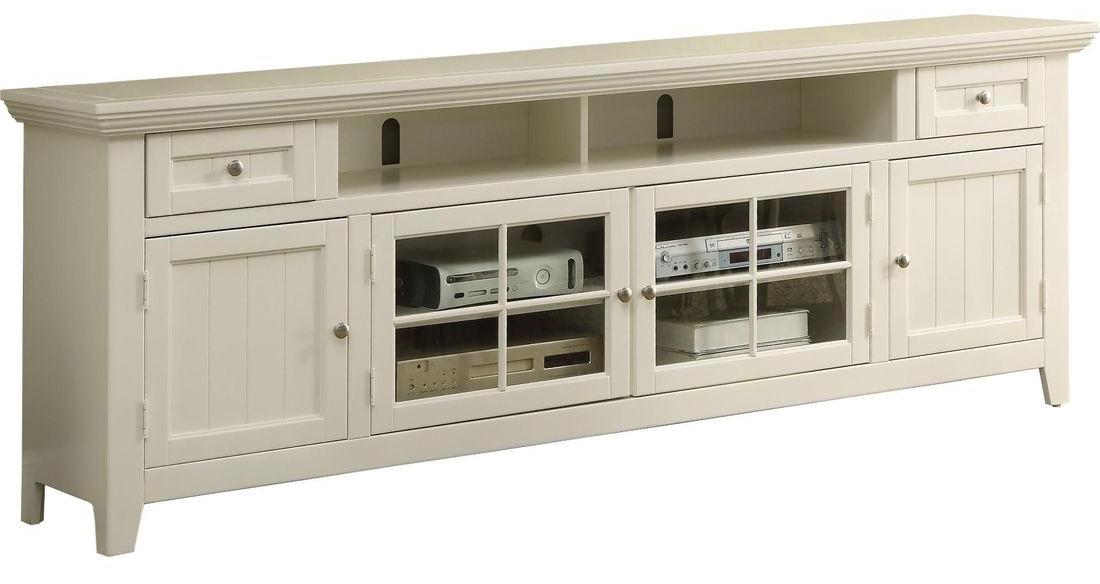 Parker House Tidewater 84" TV Console in Vintage White - Ideal Furniture (Fresno,CA)