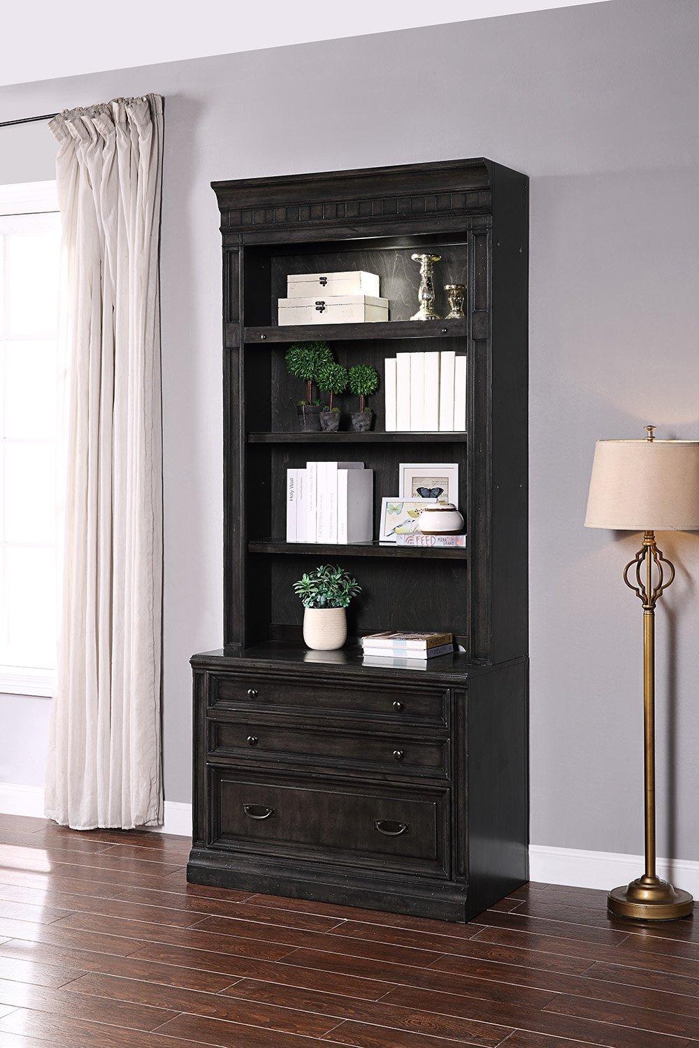 Parker House Washington Heights 2pc Lateral File & Hutch in Washed Charcoal