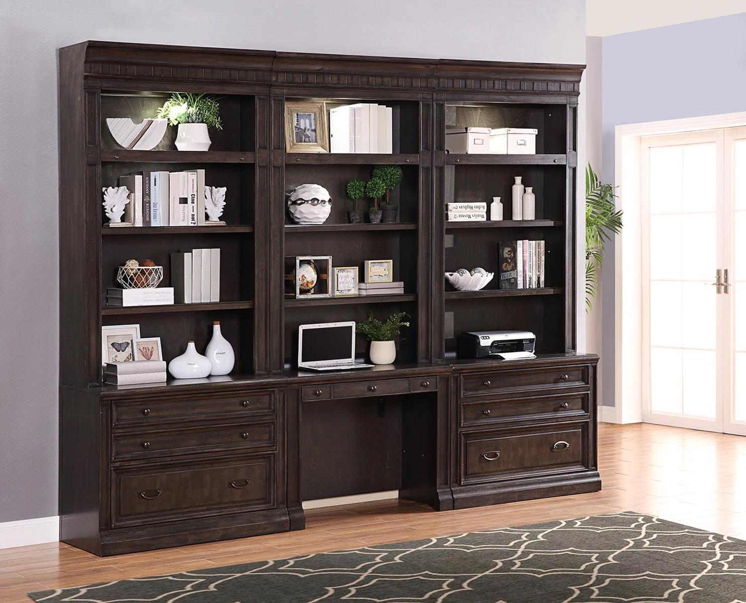 Parker House Washington Heights 6 Piece Library Wall Set in Washed Charcoal