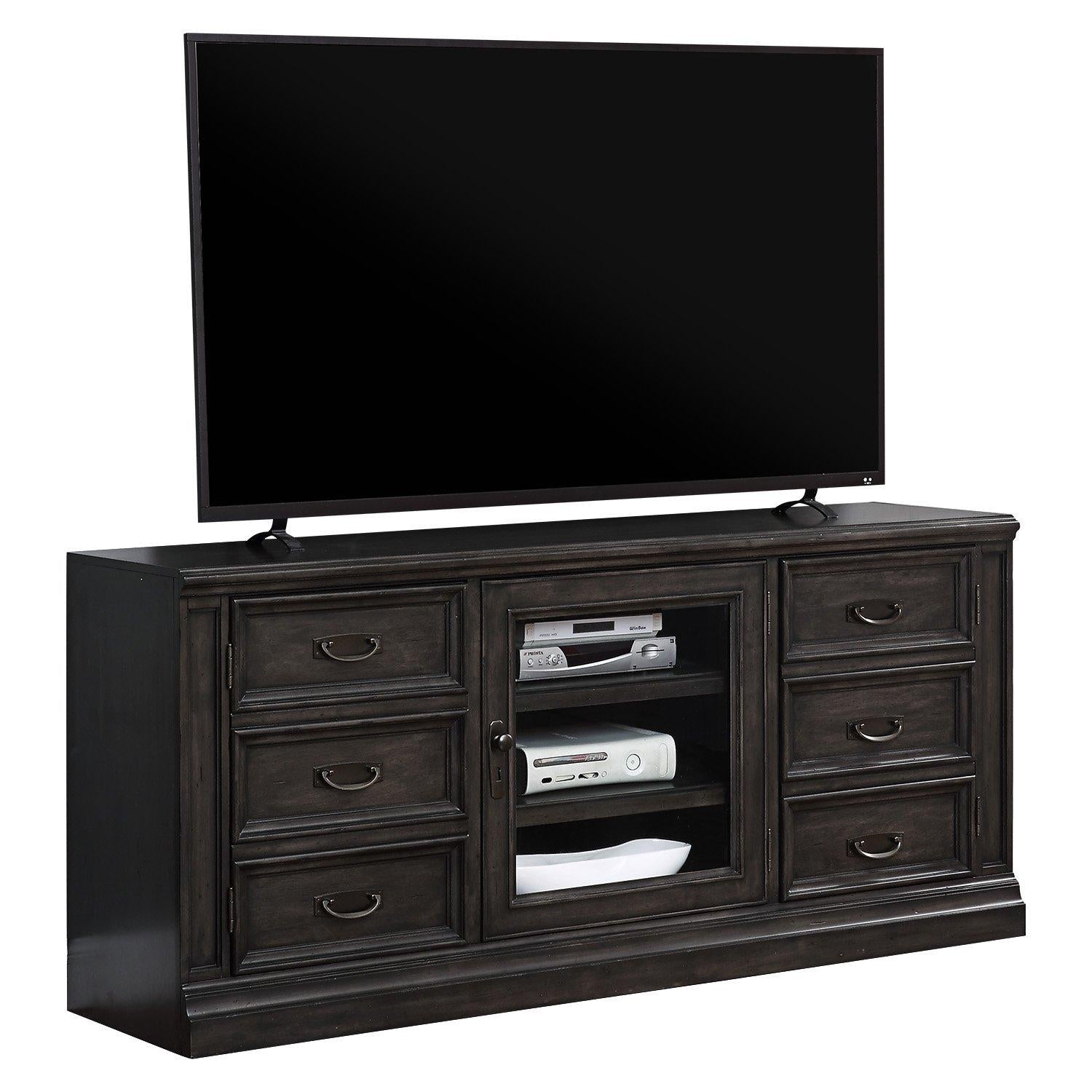 Parker House Washington Heights 66" TV Console in Washed Charcoal - Ideal Furniture (Fresno,CA)