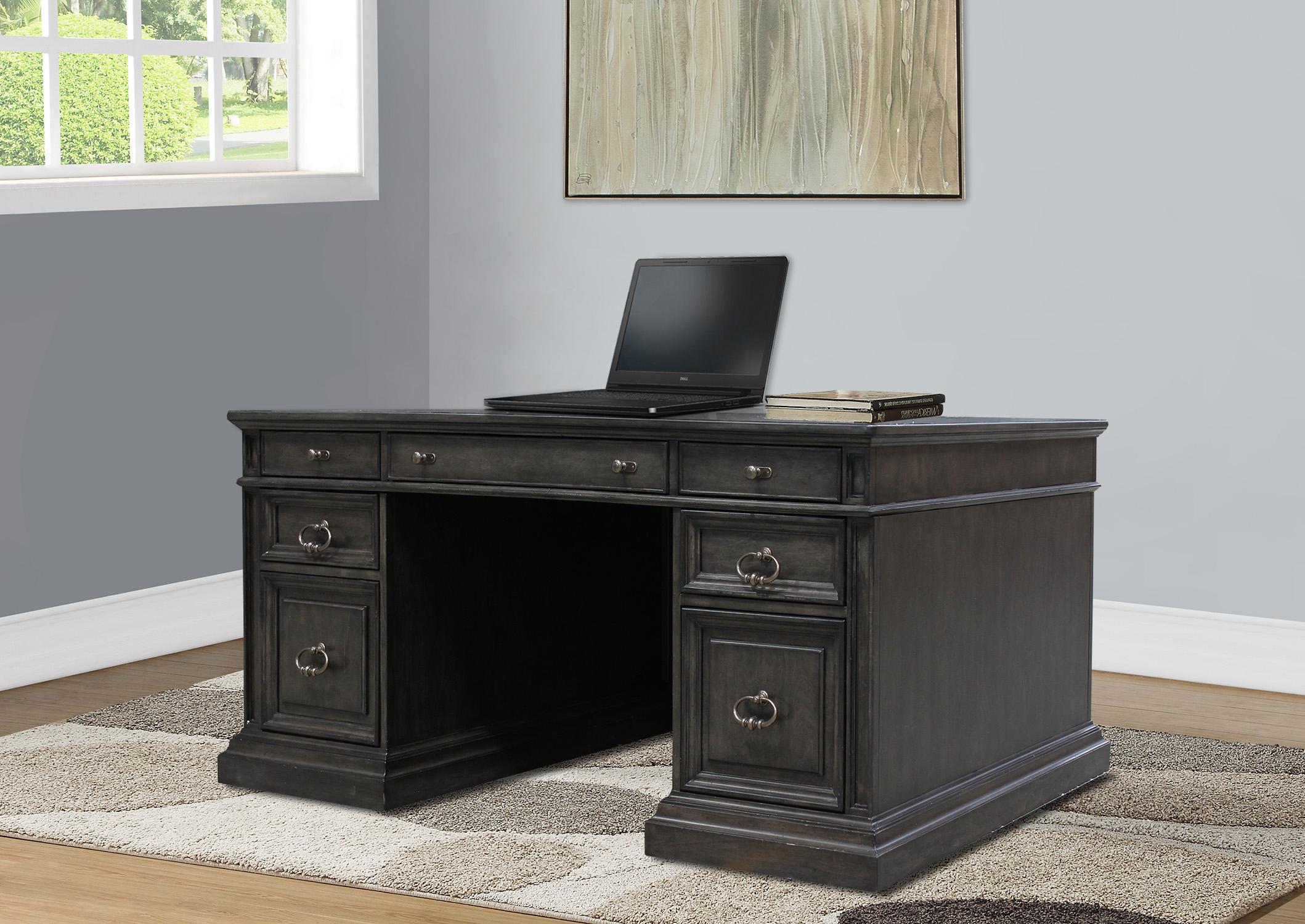 Parker House Washington Heights Double Pedestal Executive Desk in Washed Charcoal-3