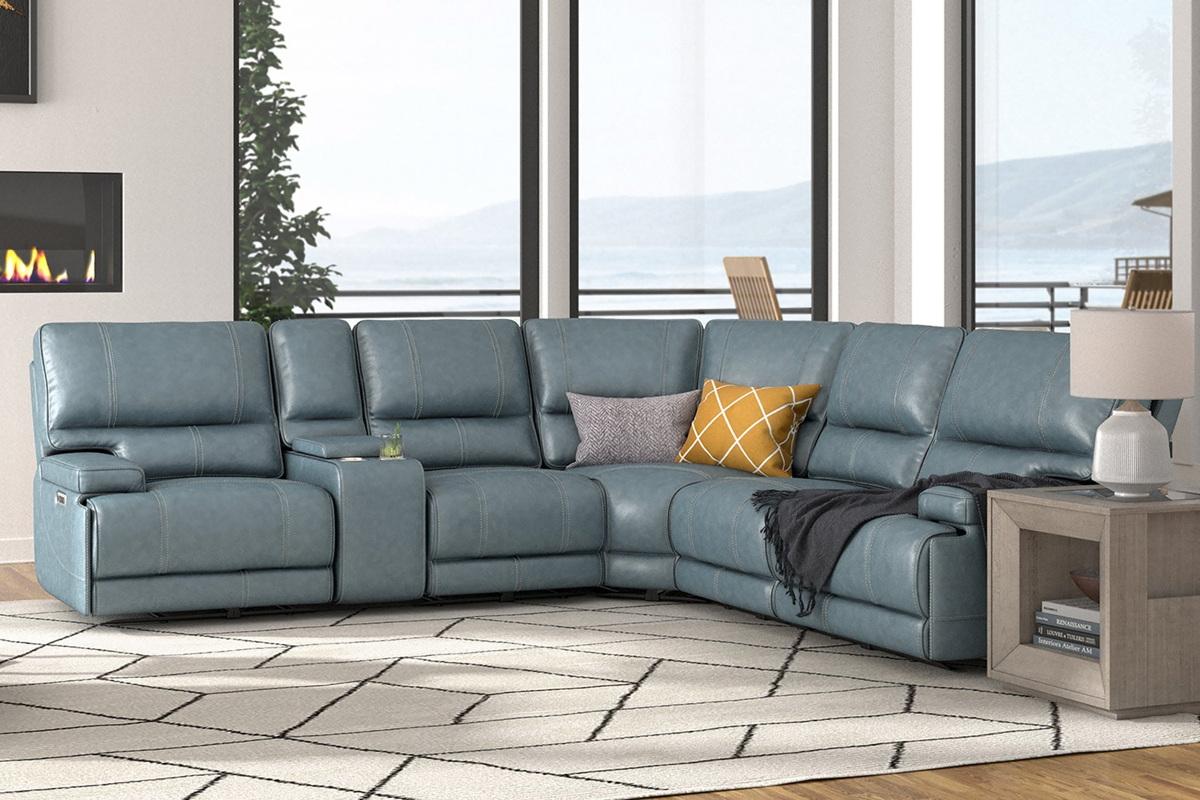 Parker House Whitman Power Cordless Left Arm Facing Recliner in Verona Azure - Ideal Furniture (Fresno,CA)