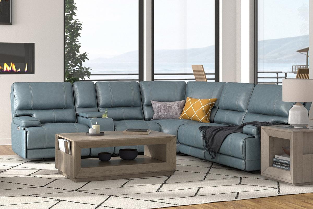 Parker House Whitman Power Cordless Left Arm Facing Recliner in Verona Azure - Ideal Furniture (Fresno,CA)
