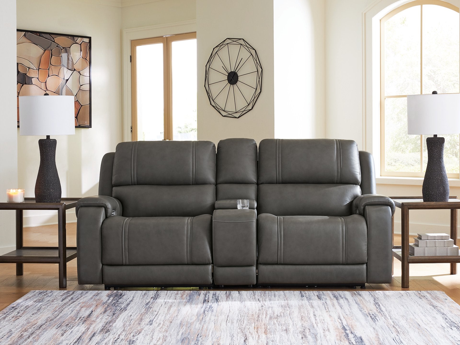 5Z - Pittson Power Reclining Sectional Loveseat with Console - Ideal Furniture (Fresno,CA)