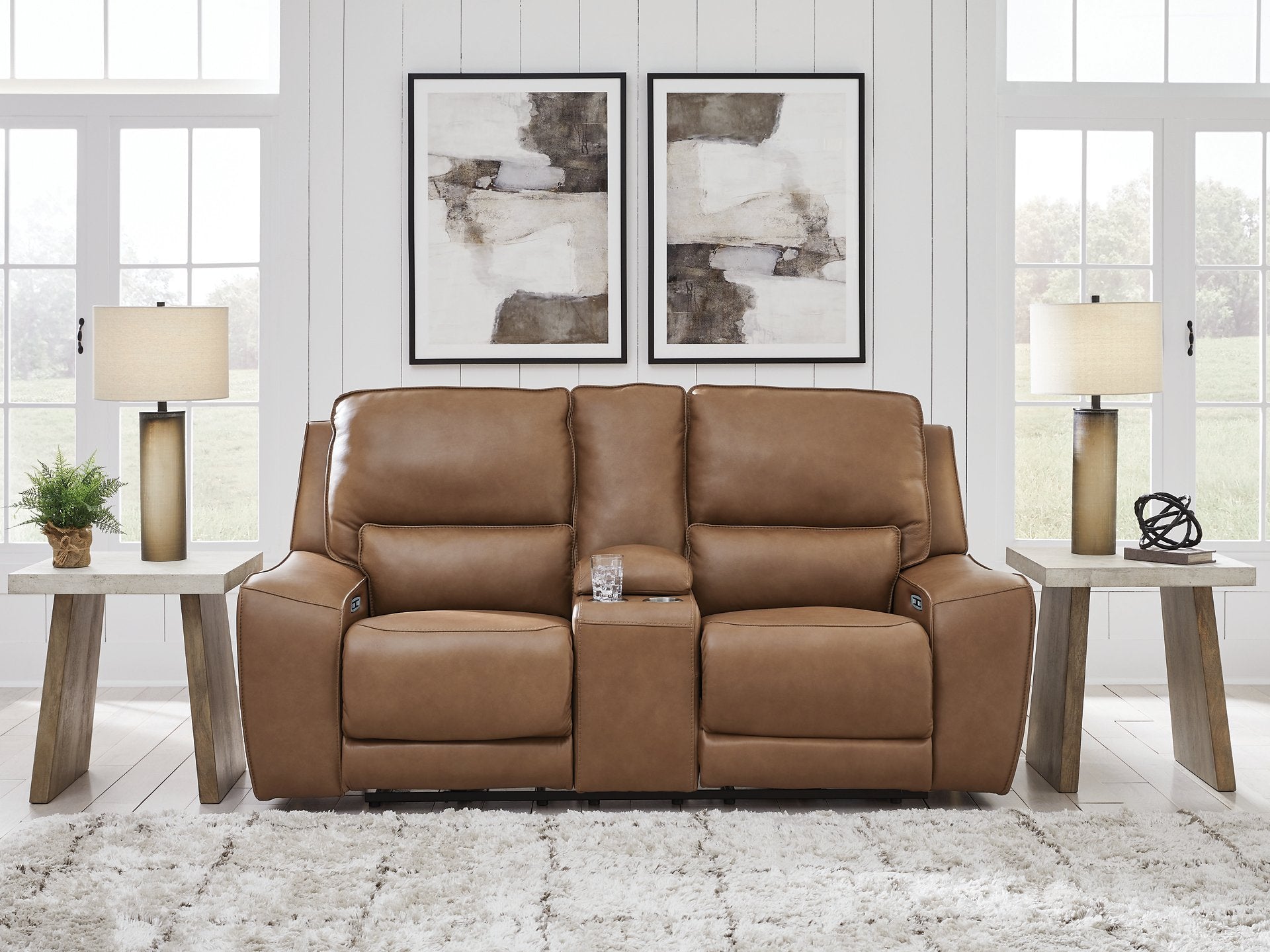DeepWakes Power Reclining Loveseat with Console - Ideal Furniture (Fresno,CA)