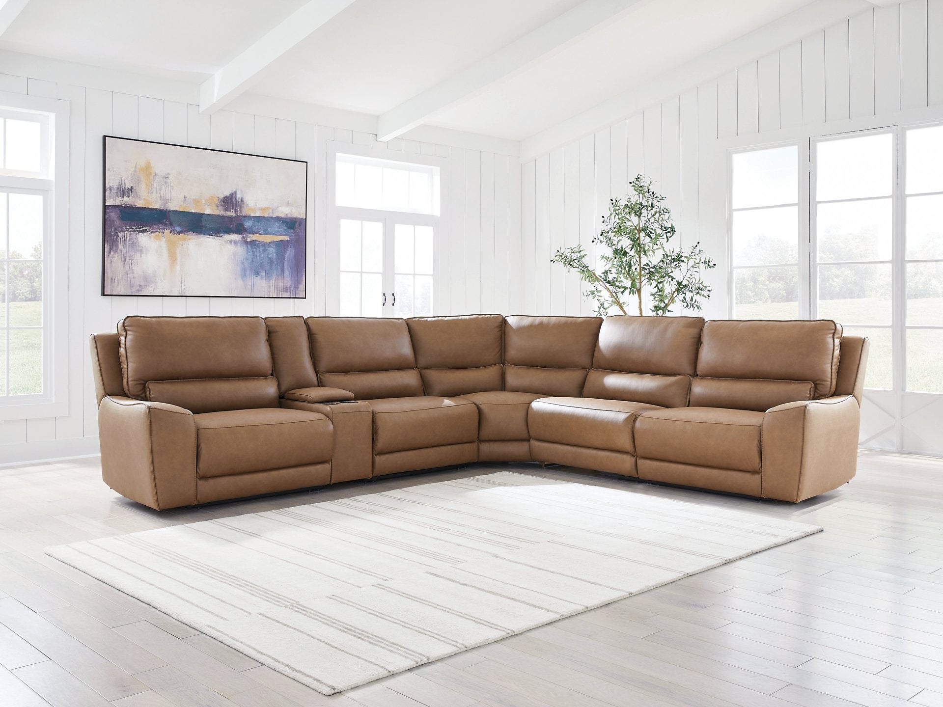 DeepWakes Reclining Sectional with Storage Console - Ideal Furniture (Fresno,CA)