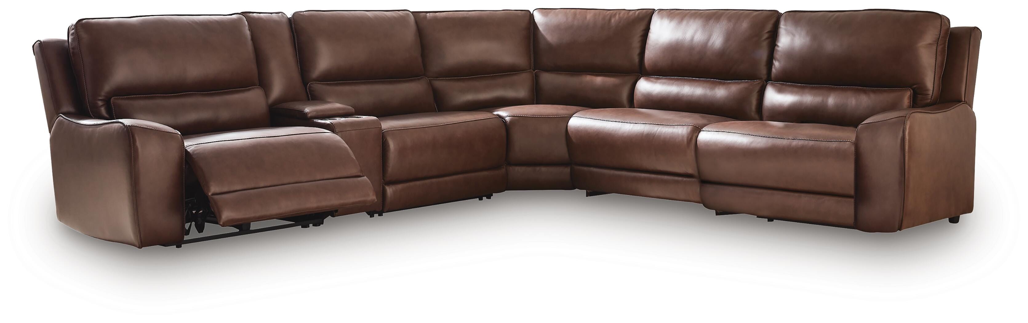 DeepWakes Reclining Sectional with Storage Console - Ideal Furniture (Fresno,CA)