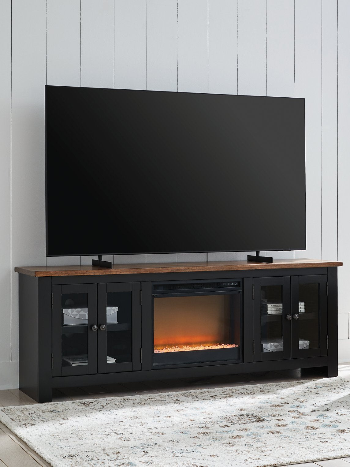 Wildenauer 76" TV Stand with Electric Fireplace - Ideal Furniture (Fresno,CA)