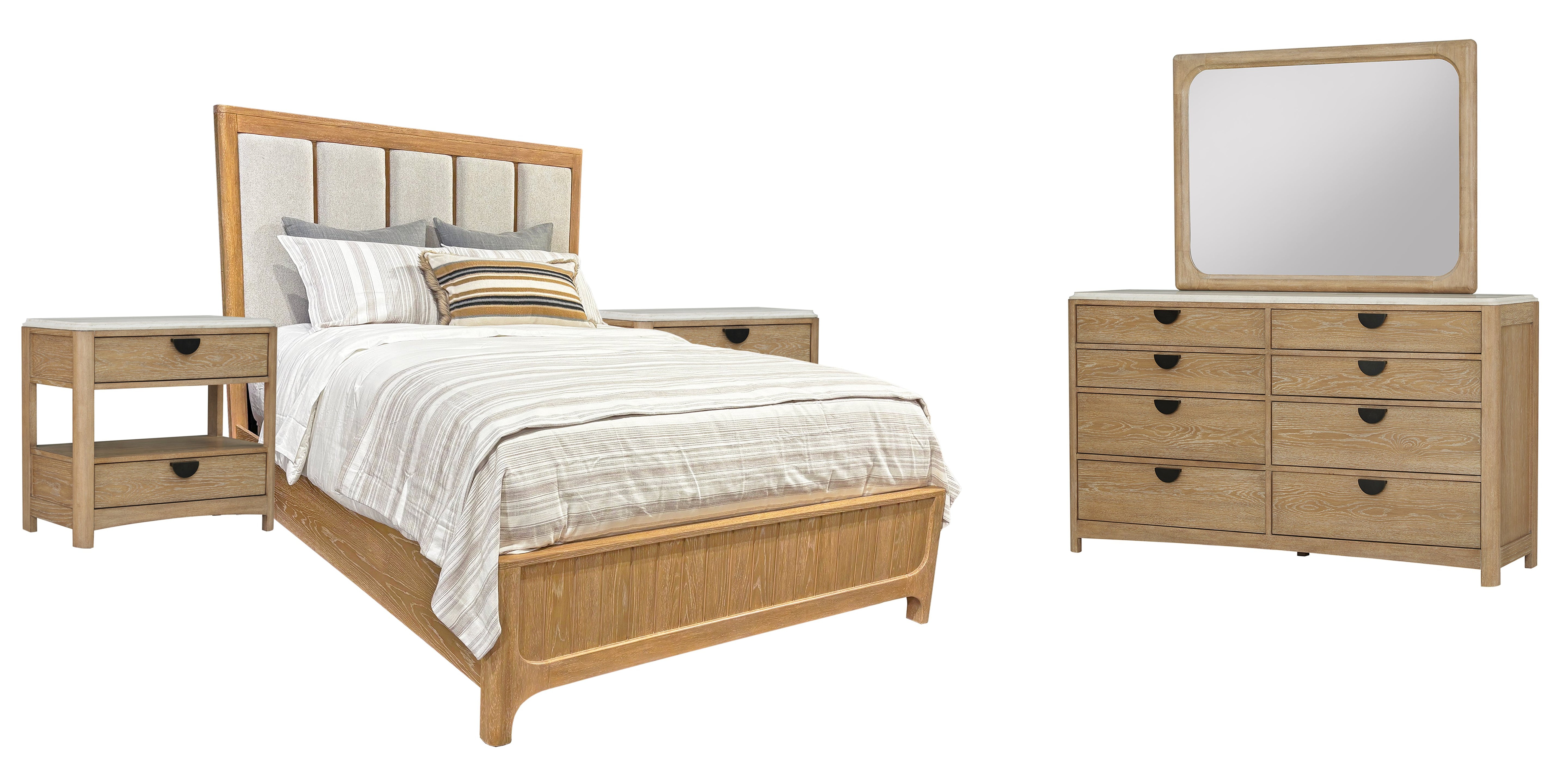 Parker House Escape - Bedroom King Panel Bed 2 Nightstands and Dresser with Mirror