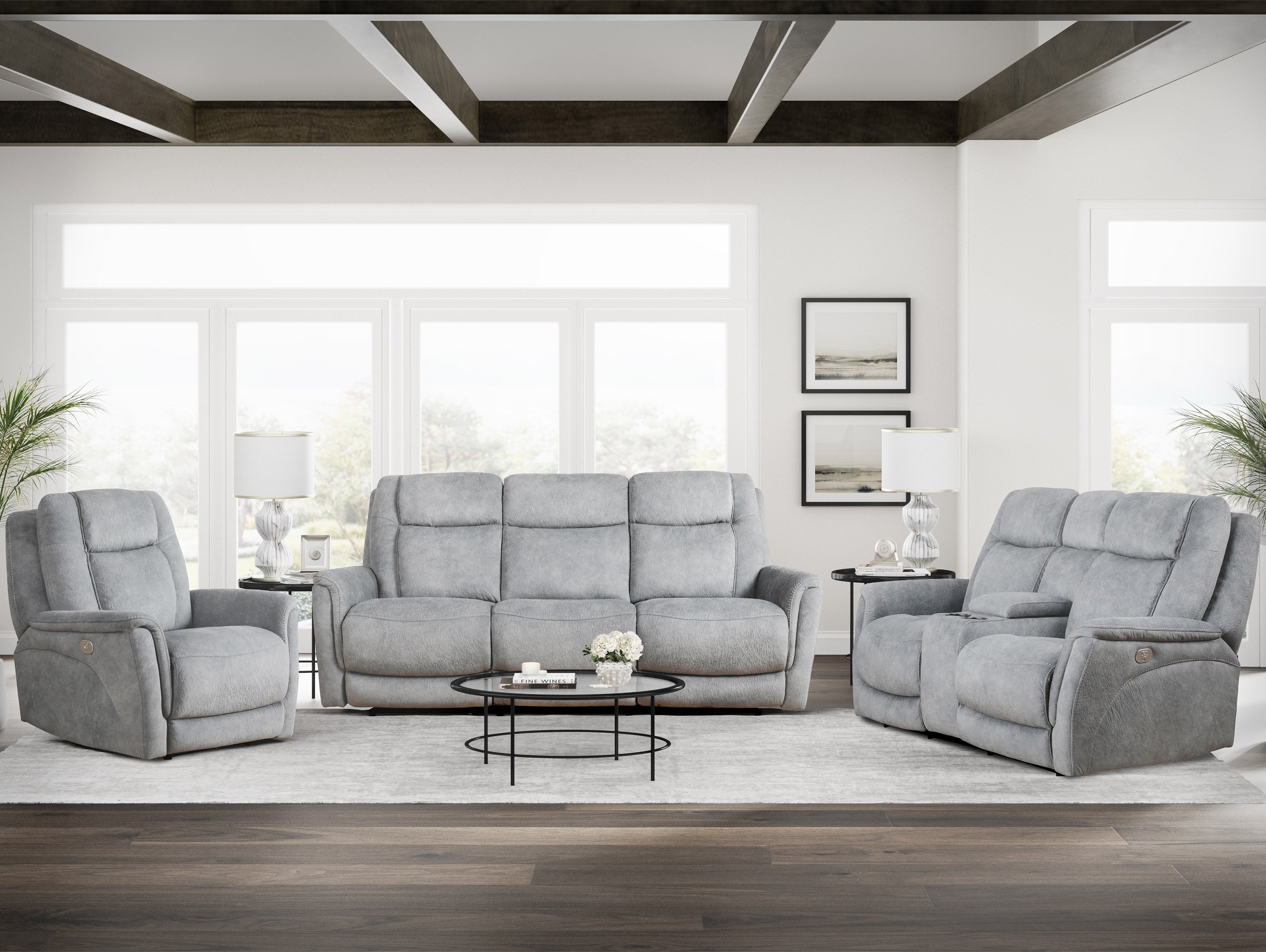 Parker Living Linus - Hudson Grey Power Reclining Sofa Loveseat and Recliner