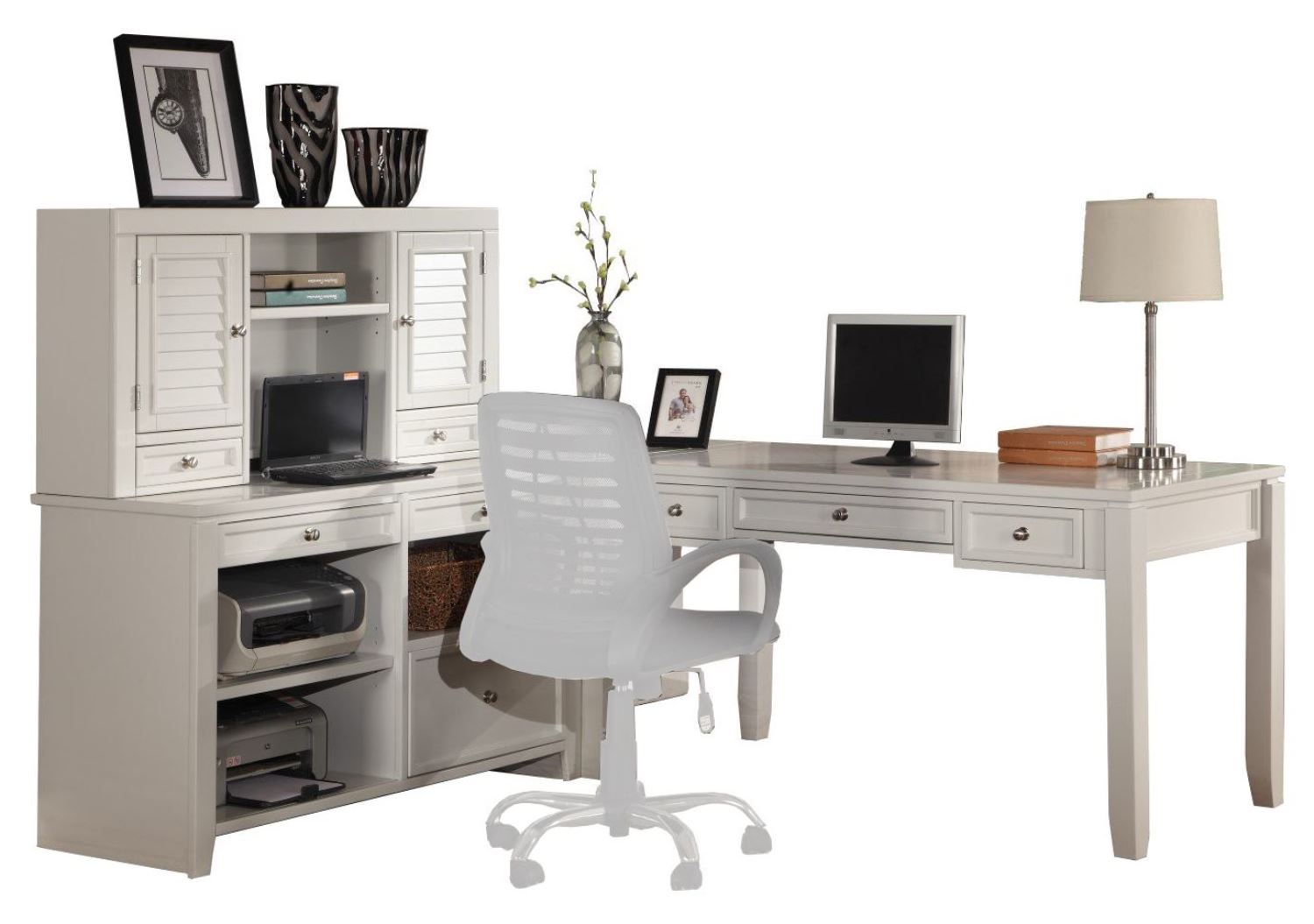 Parker House Boca L Shape Desk with Credenza and Hutch