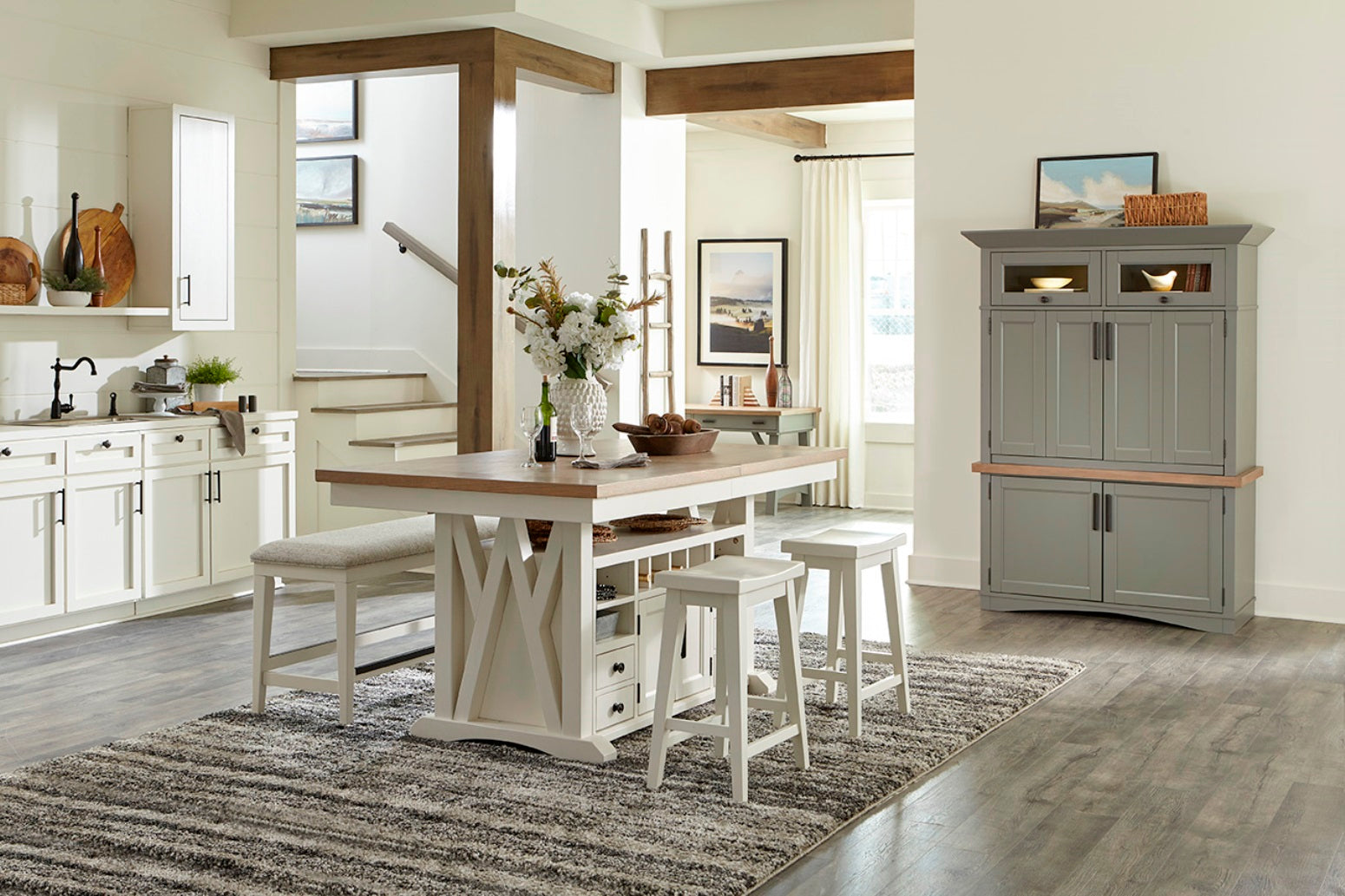 Parker House Americana Modern Dining 72 In. Island Counter-Height Extendable Dining Table