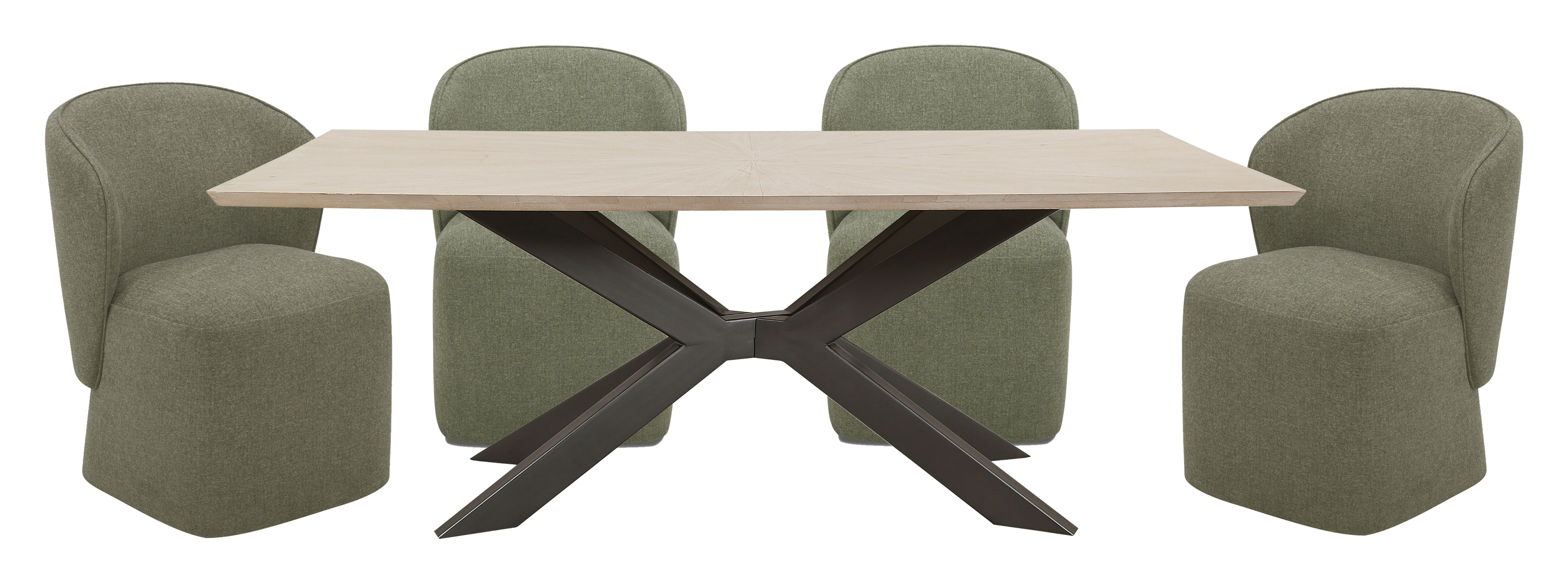 Parker House Crossings - Monaco Dining 86 In. Rectangular Dining Table With 4 Upholstered Chairs - DMON-5PC-86REC-DBGO-QMSG