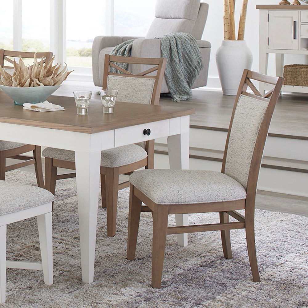 Parker House Americana Modern Dining Extendable Trestle Table with 8 Upholstered Chairs