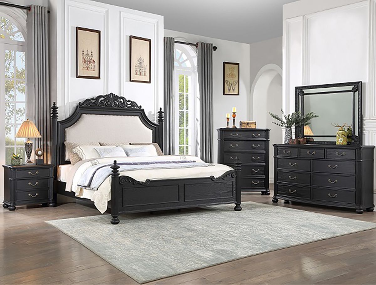 Crown Mark Furniture Kingsbury 5 Drawer Chest in Black - Ideal Furniture (Fresno,CA)