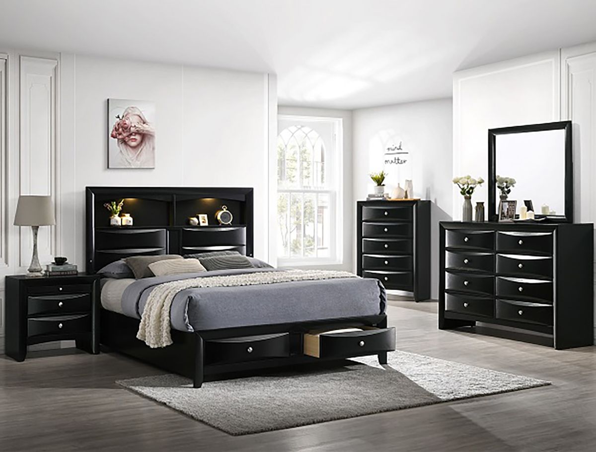 Crown Mark Furniture Fallon 5 Drawer Chest in Black - Ideal Furniture (Fresno,CA)