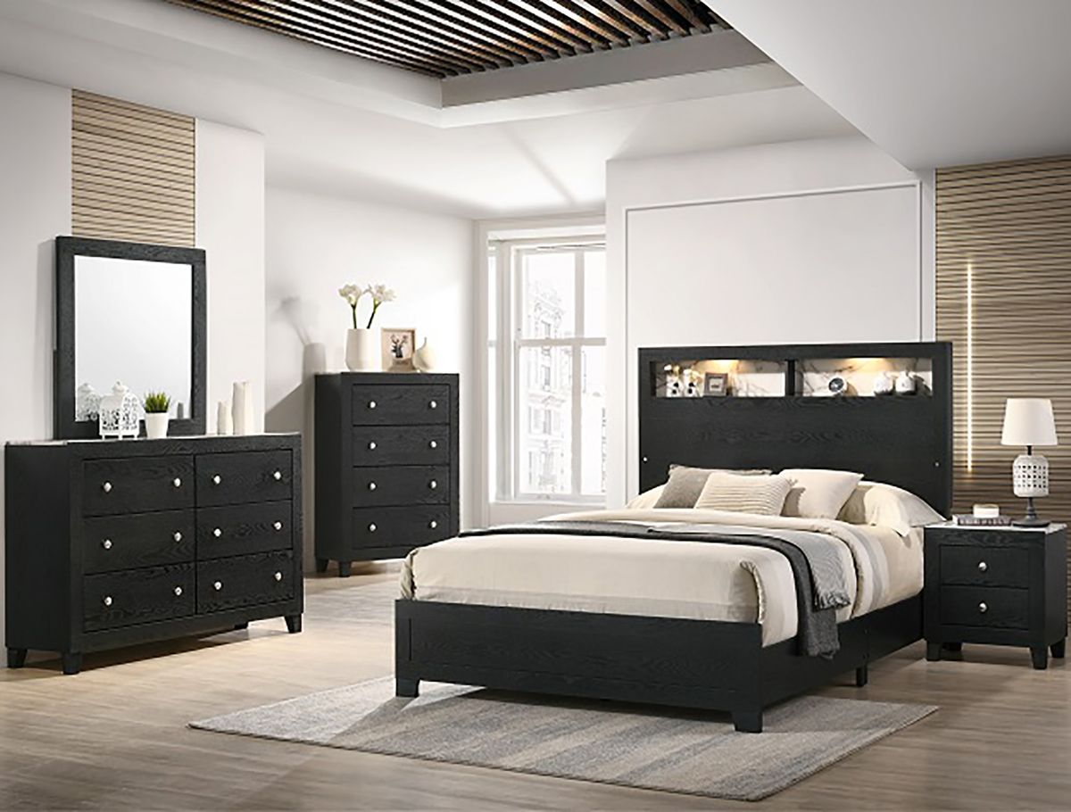 Crown Mark Furniture Cadence Queen Panel Bed in Black