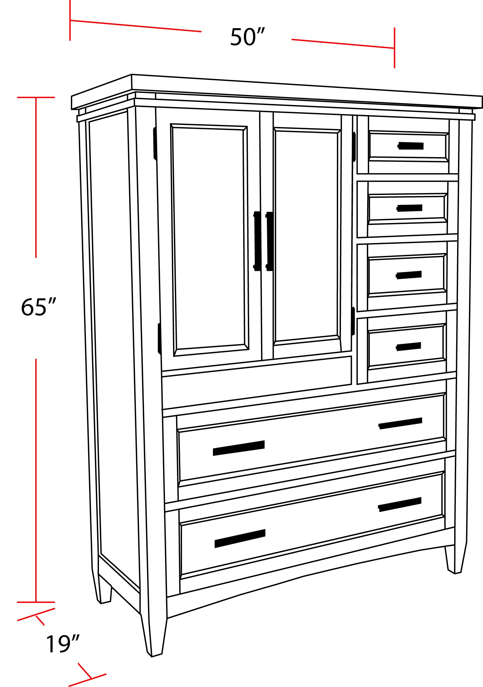 Parker House Americana Modern Bedroom 7 Drawer Door Chest with Workstation