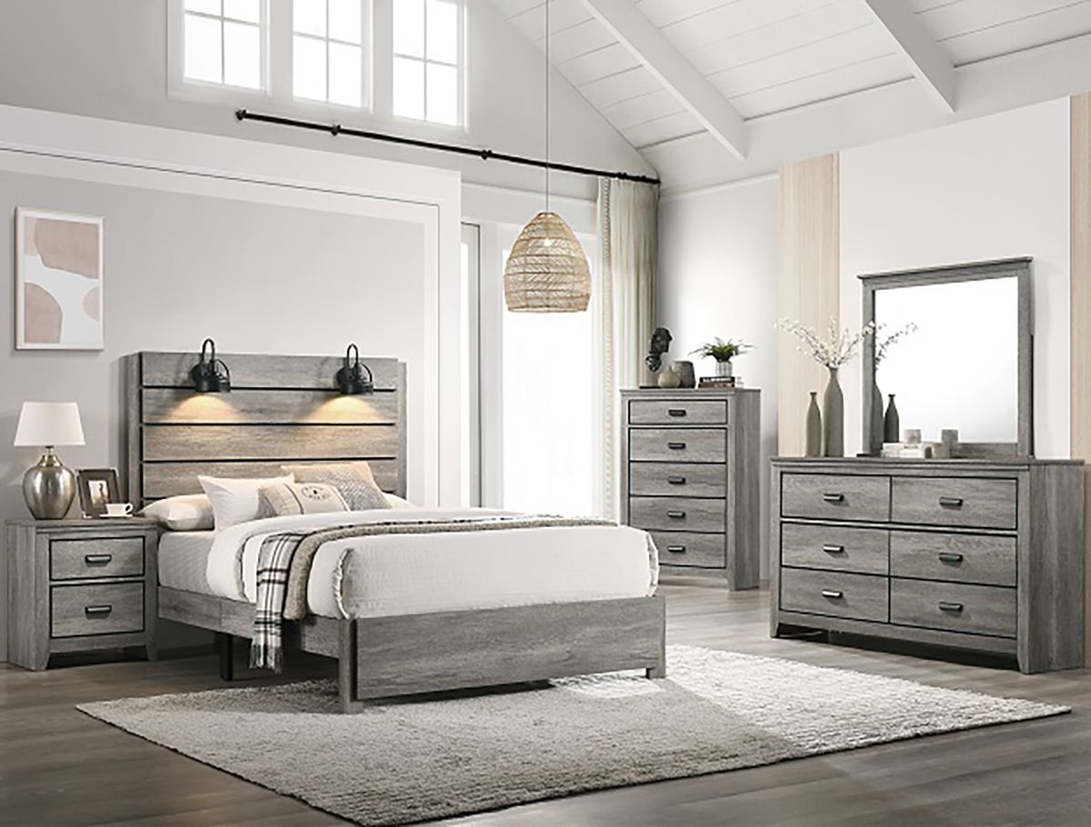 Crown Mark Furniture Carter Queen Platform Bed in Gray - Ideal Furniture (Fresno,CA)