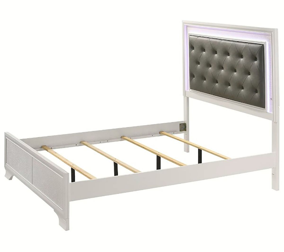 Crown Mark Furniture Lyssa Queen Upholstered Bed in White B4310-Q - Ideal Furniture (Fresno,CA)