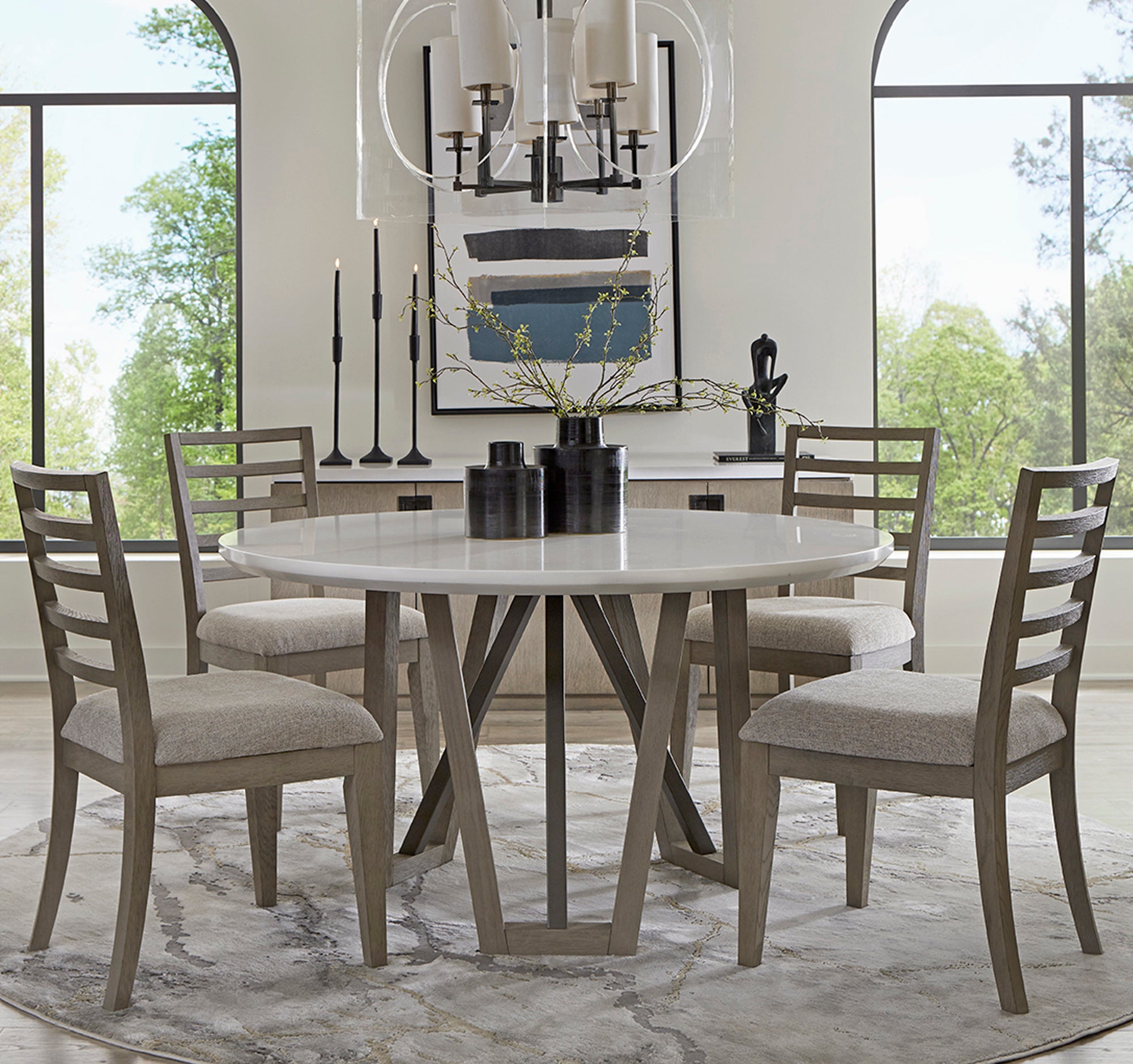 Parker House Pure Modern Dining 54 In. Round Table with Wood Base