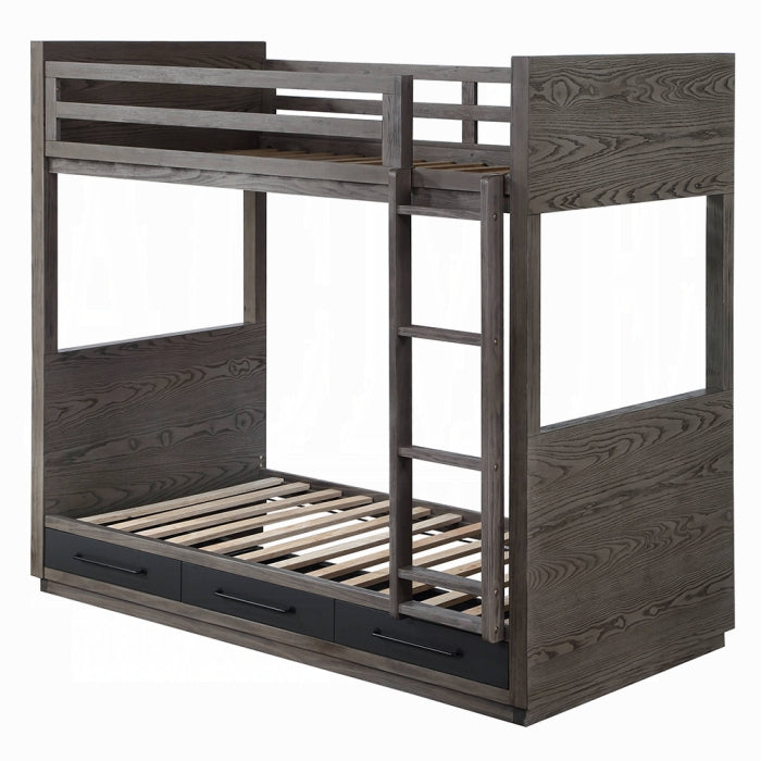 Estevon Twin-Twin Bunk Bed With Storage - Ideal Furniture (Fresno,CA)