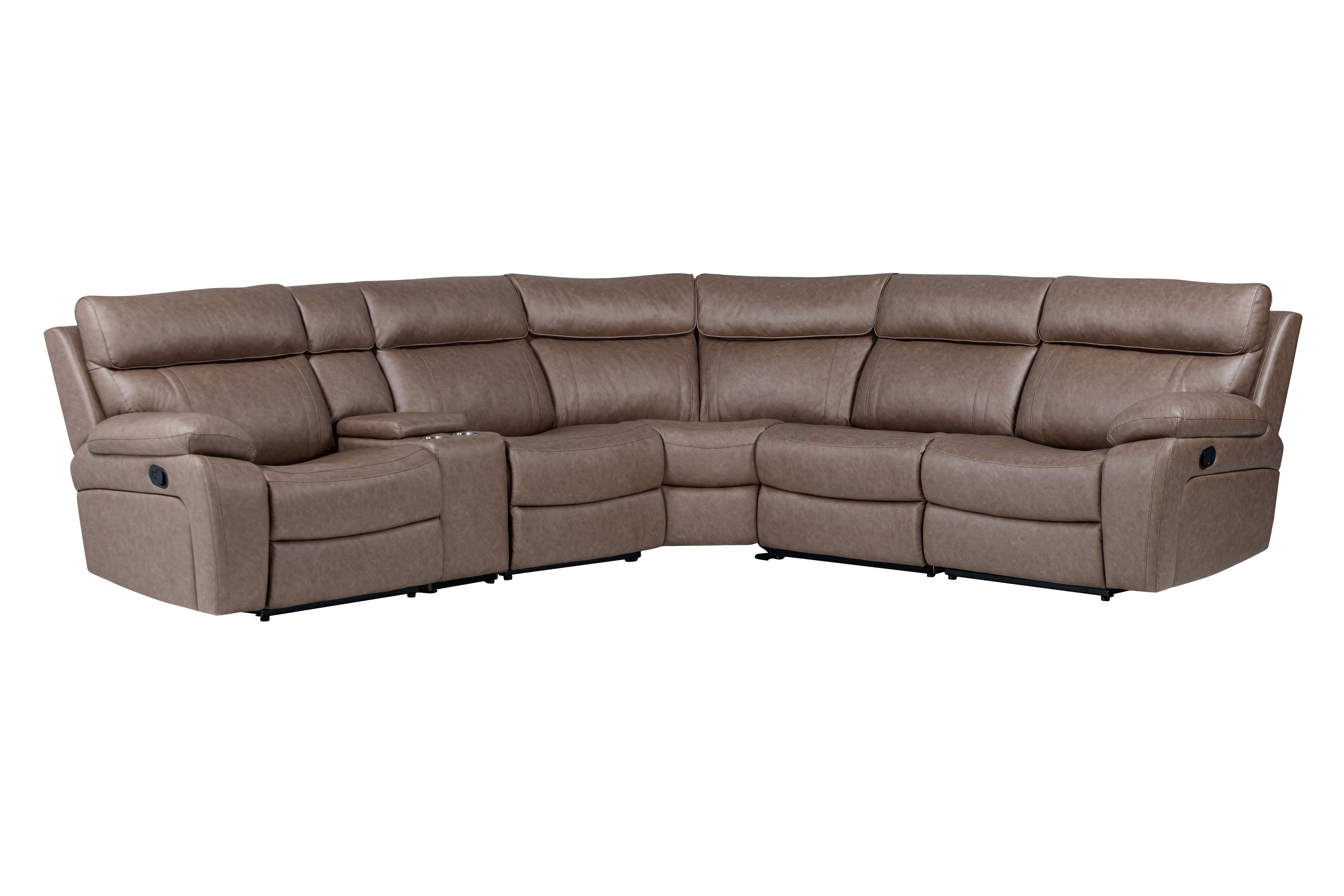 Parker Living Theon - Stokes Toffee 6 Piece Modular Manual Reclining Sectional and Entertainment Console