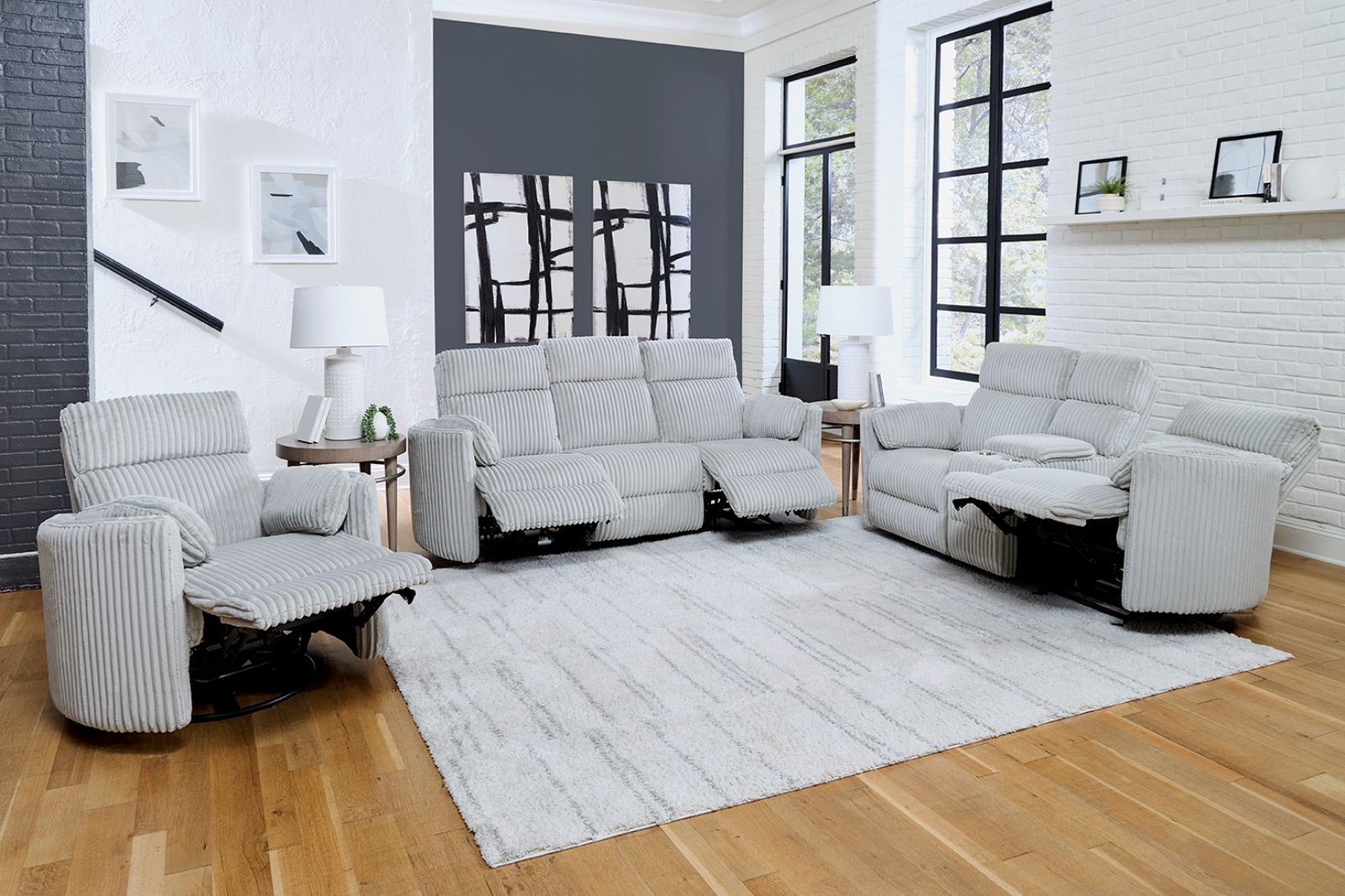 Parker Living Radius - Mega Grey Power Glider Reclining Console Loveseat