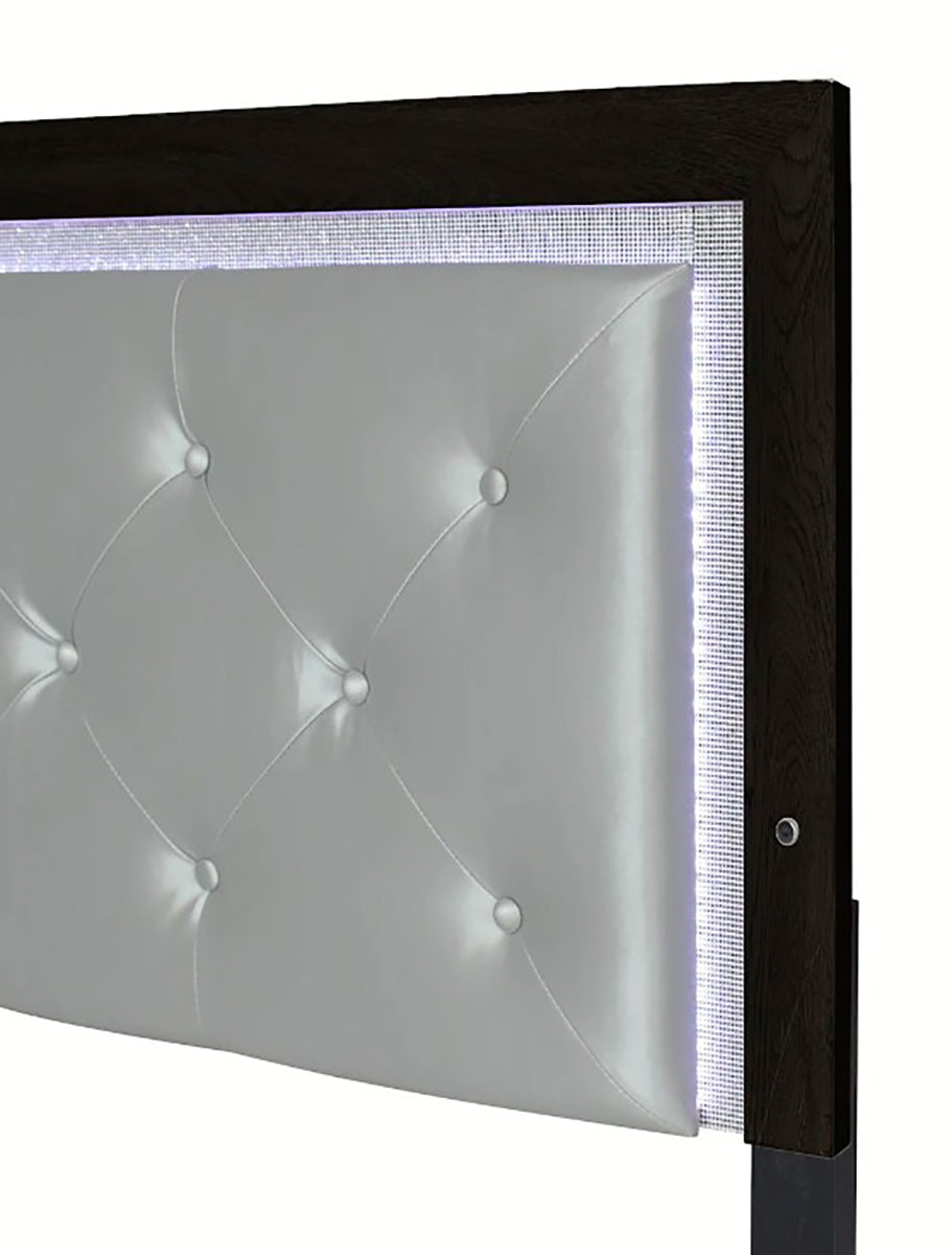 Crown Mark Furniture Jaylen King Upholstered Panel Bed in Black - Ideal Furniture (Fresno,CA)