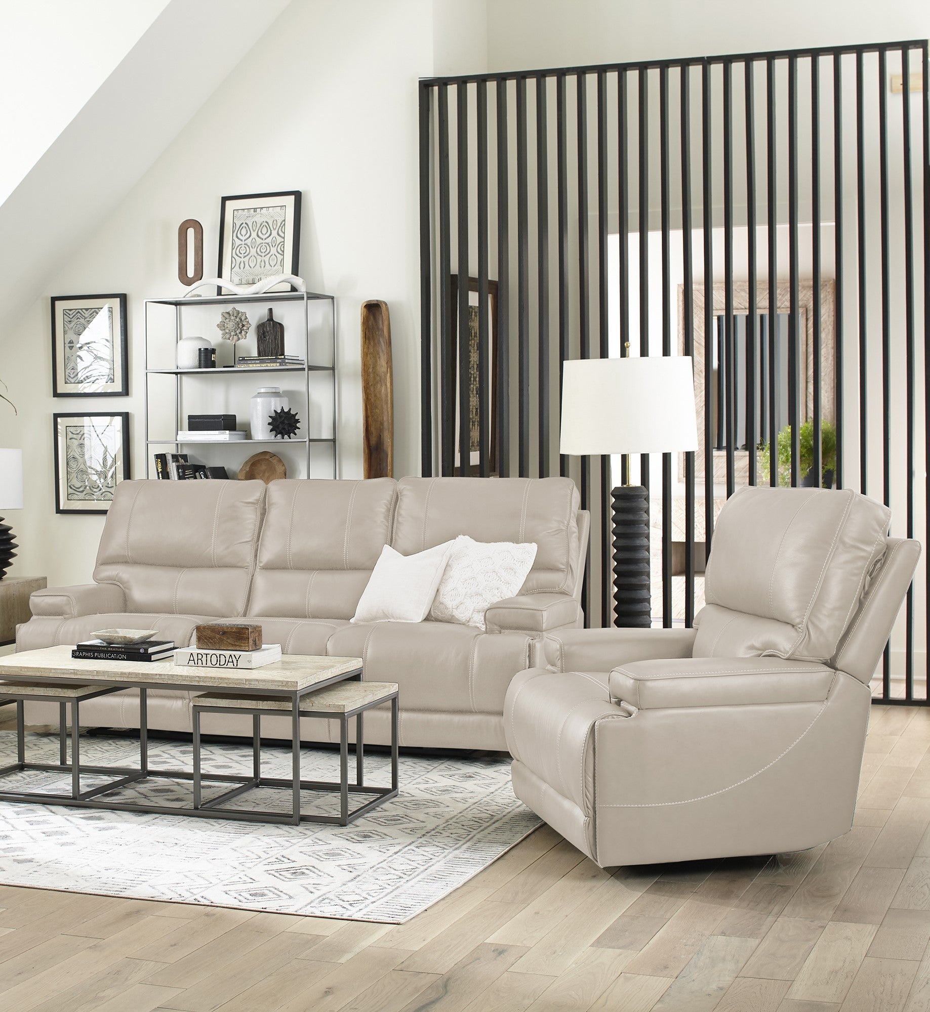 Parker Living Whitman - Verona Linen - Powered By Freemotion Power Reclining Sofa and Recliner