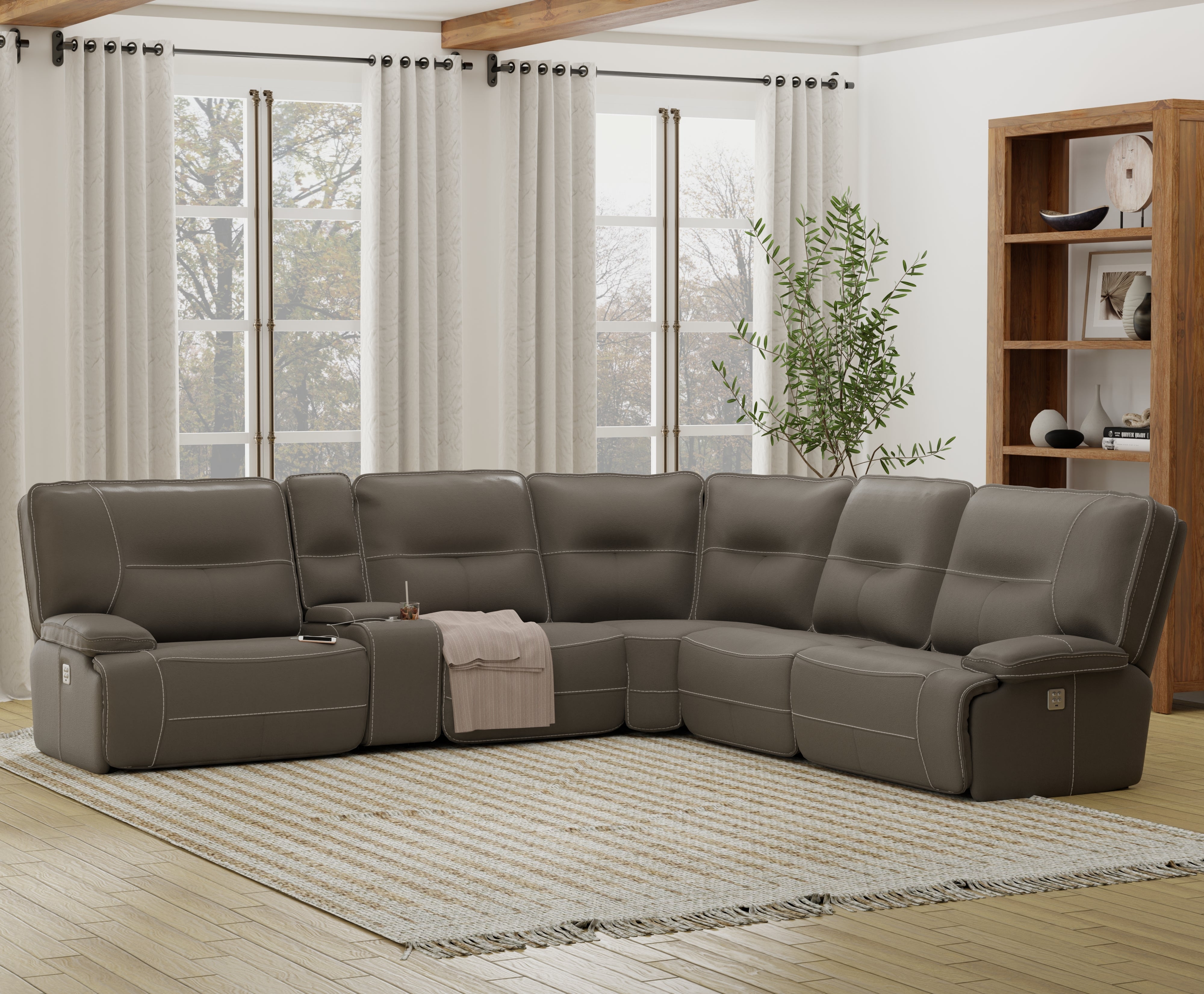 Parker Living Spartacus - Haze 6 Piece Modular Power Reclining Sectional with Power Adjustable Headrests