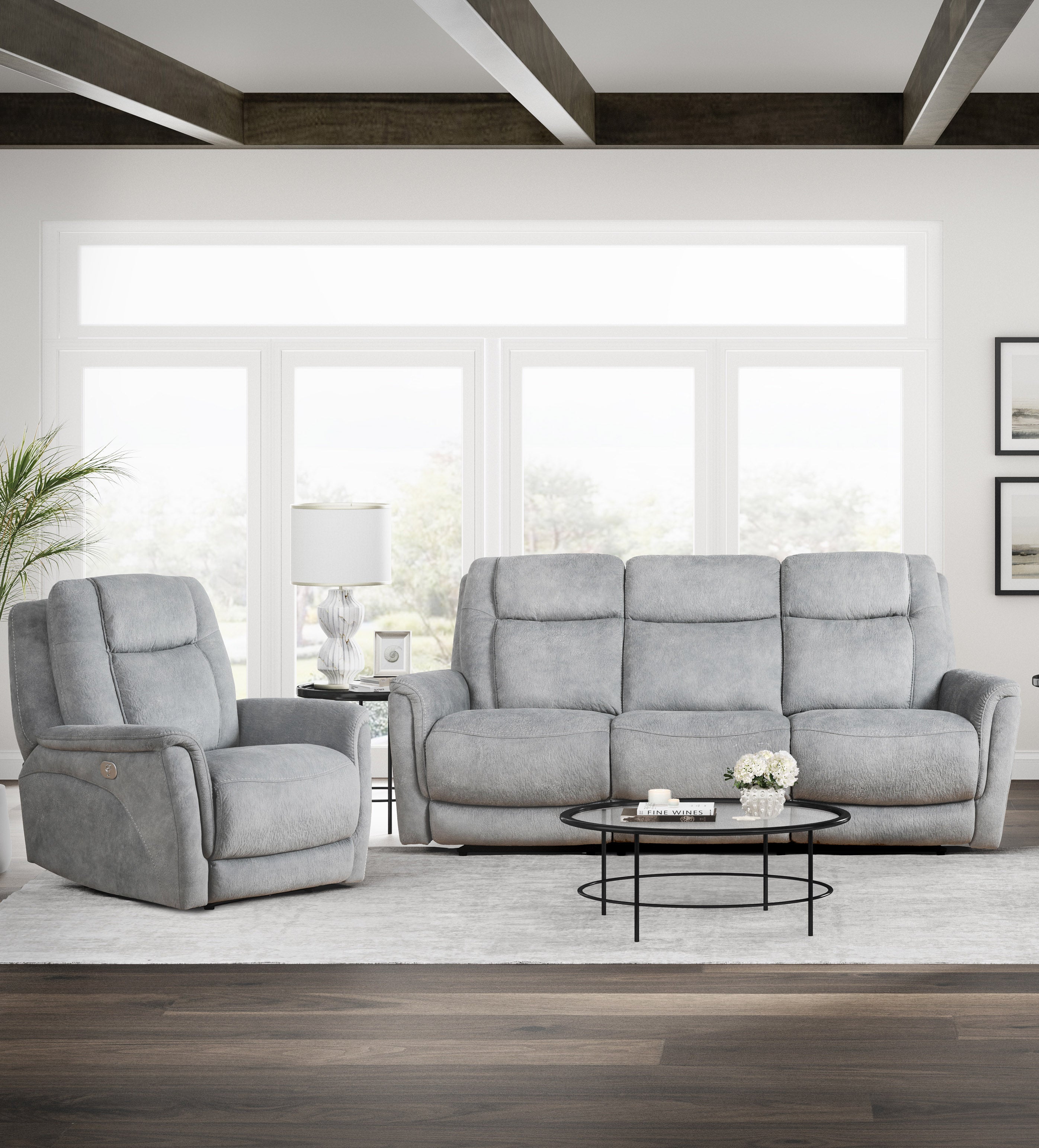 Parker Living Linus - Hudson Grey Power Reclining Sofa and Recliner