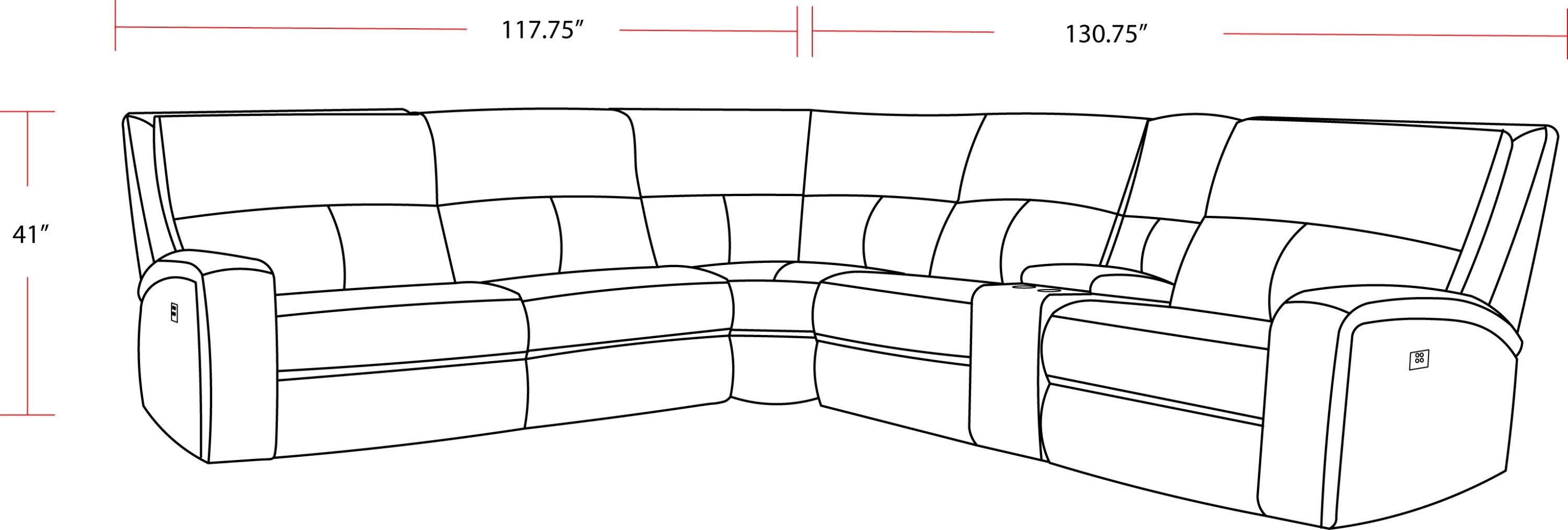 Parker Living Polaris - Kahlua 6 Piece Modular Power Reclining Sectional with Power Adjustable Headrests