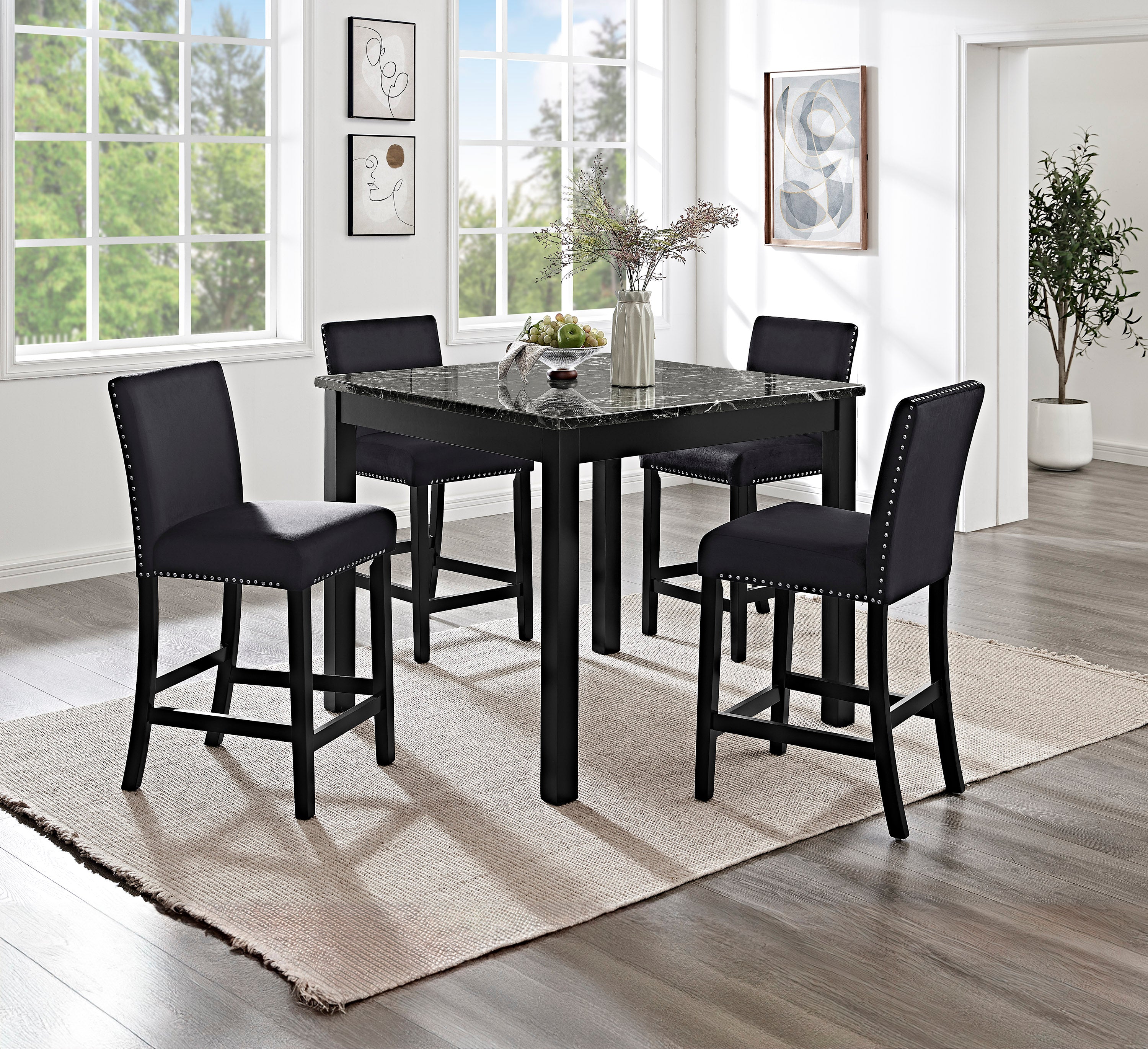 LENNON 5-PK CONTR HT SET ALL BLACK - Ideal Furniture (Fresno,CA)