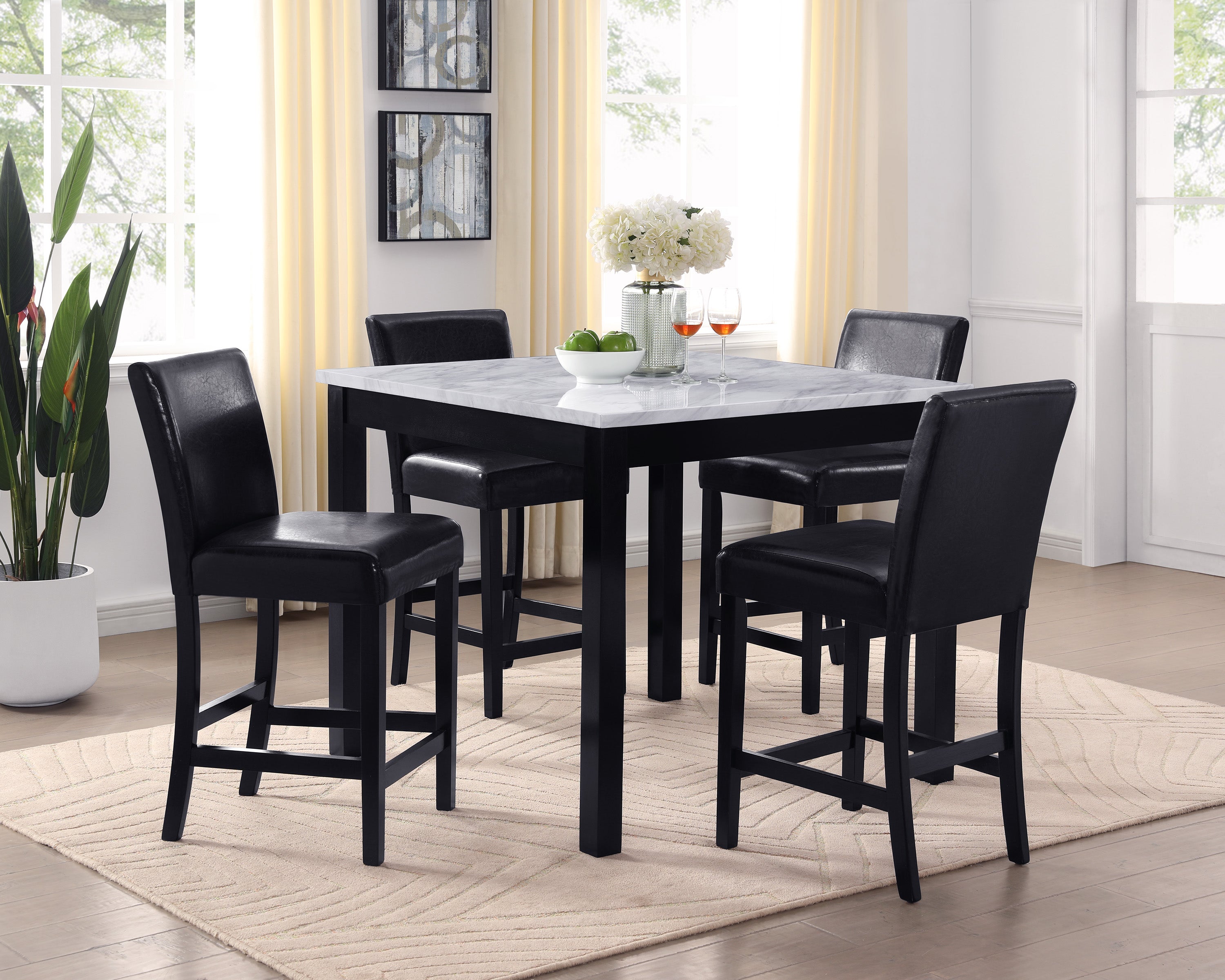 Lennon 5-piece Counter Height Table Set - Ideal Furniture (Fresno,CA)