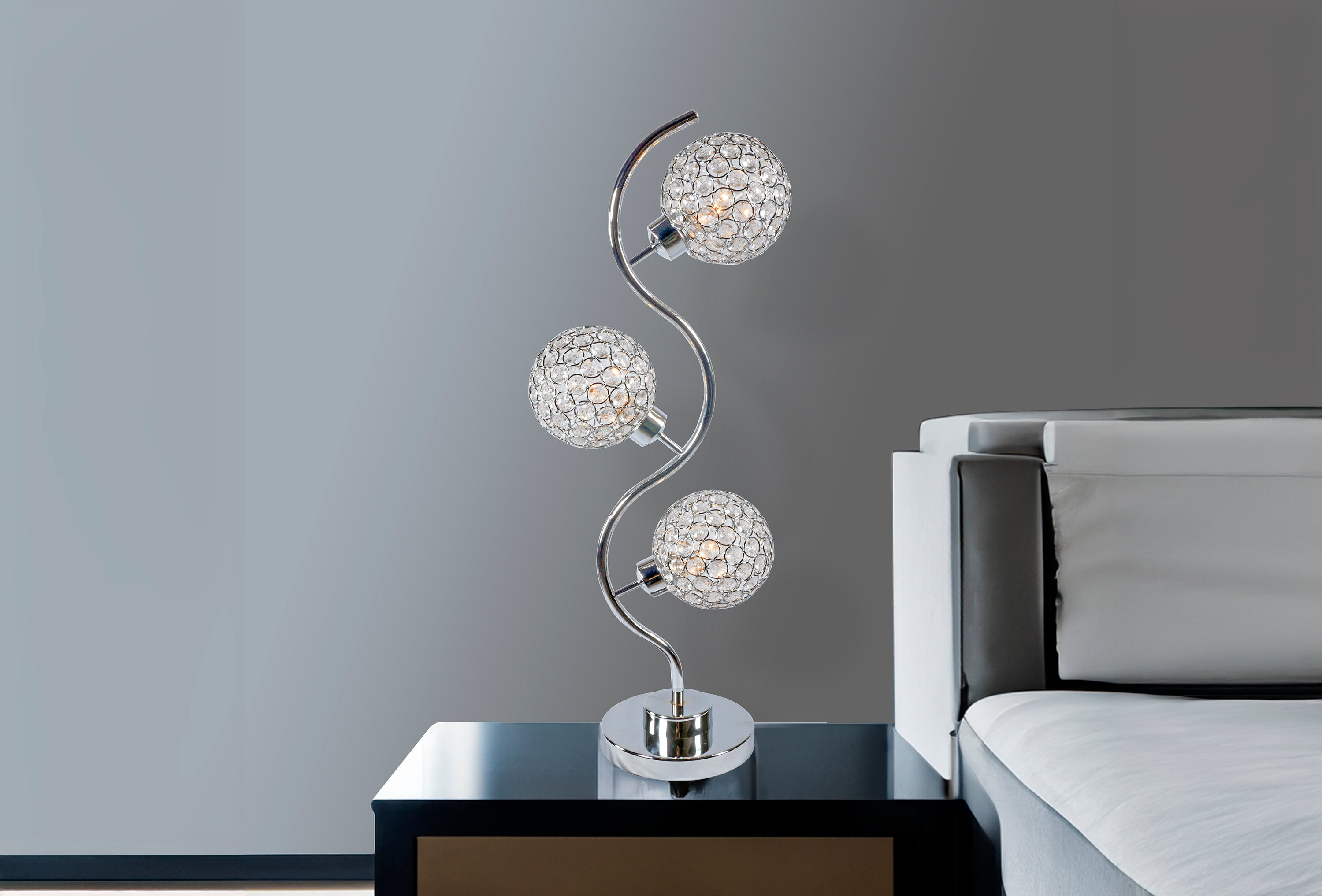 Crystal 3 Globe Table Lamp - Ideal Furniture (Fresno,CA)