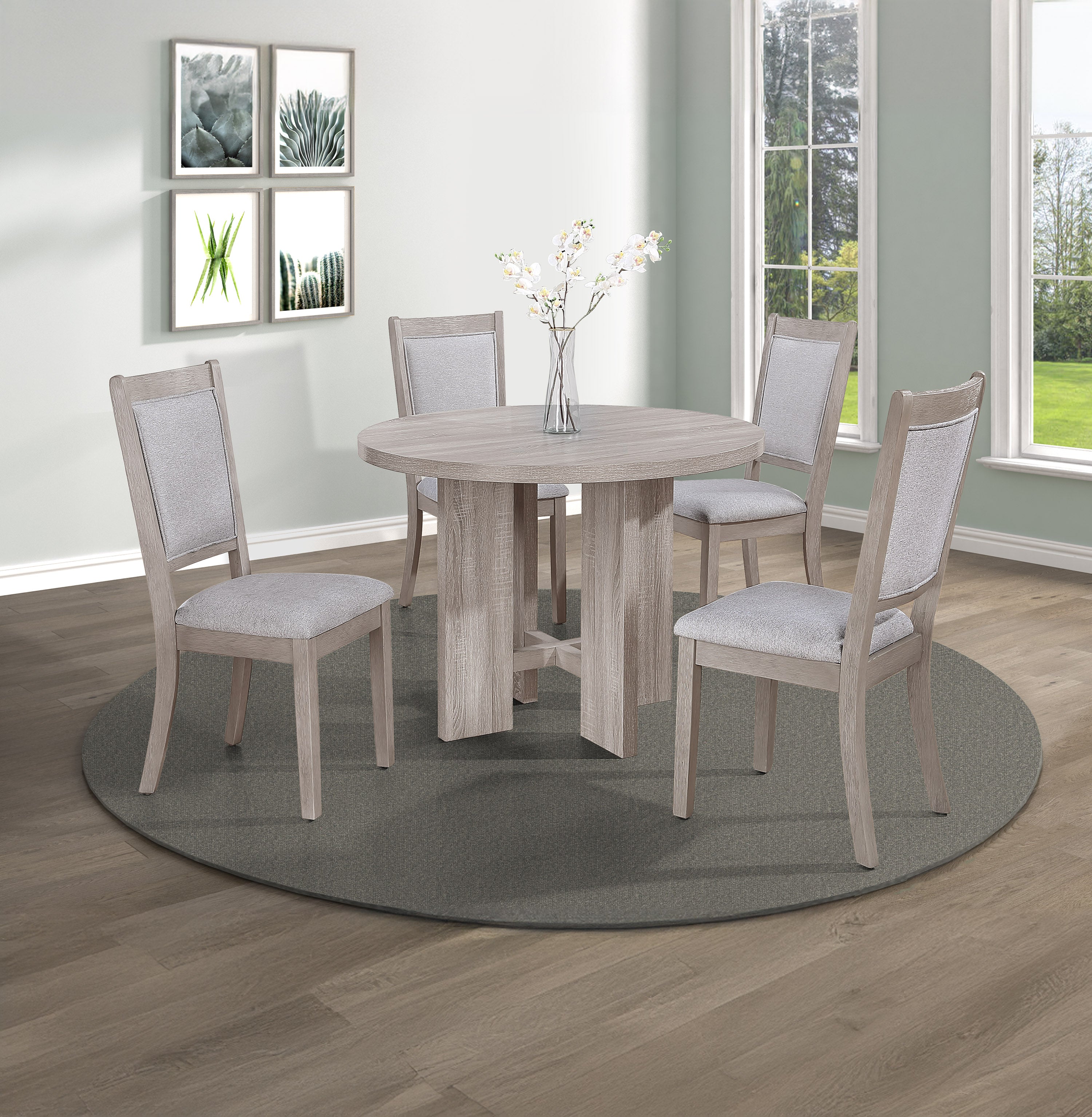 Amara 5-piece Round Dining Set Drift Wood - Ideal Furniture (Fresno,CA)